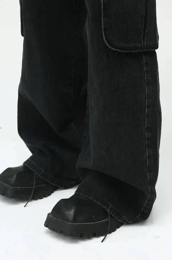 VIBE Black Cargo Baggy Denim Jeans Size US 32 / EU 48 - 6 Thumbnail