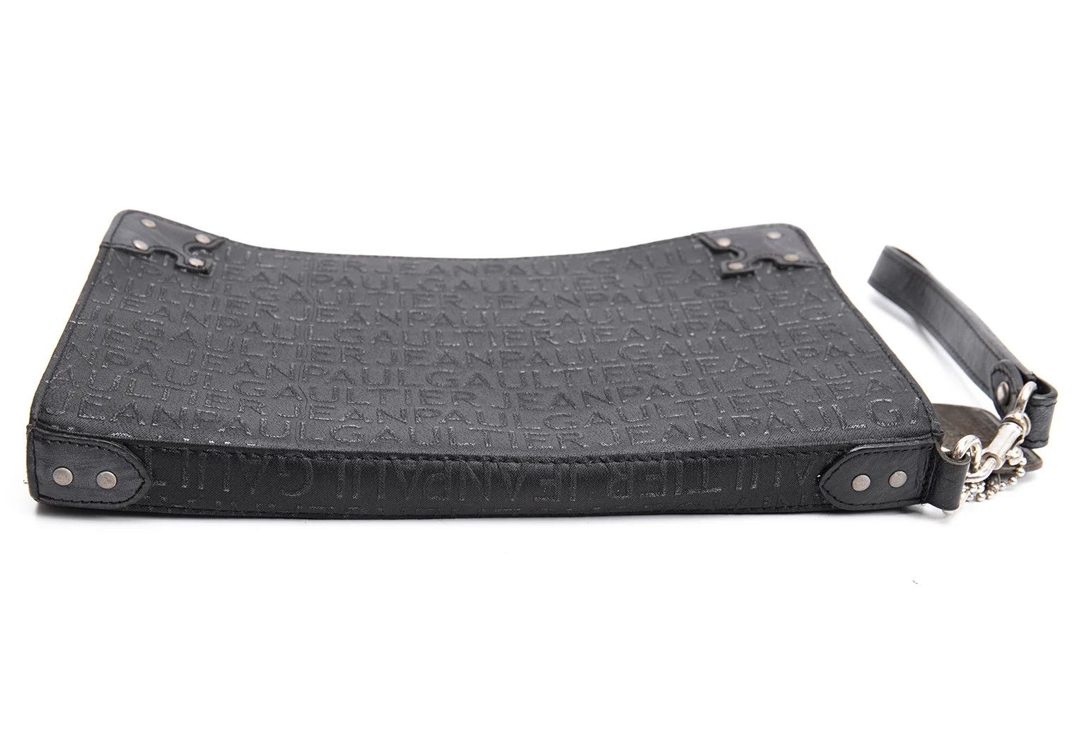 Jean Paul Gaultier Scratch Logo Embossed Clutch Bag in Black Size ONE SIZE - 9 Thumbnail