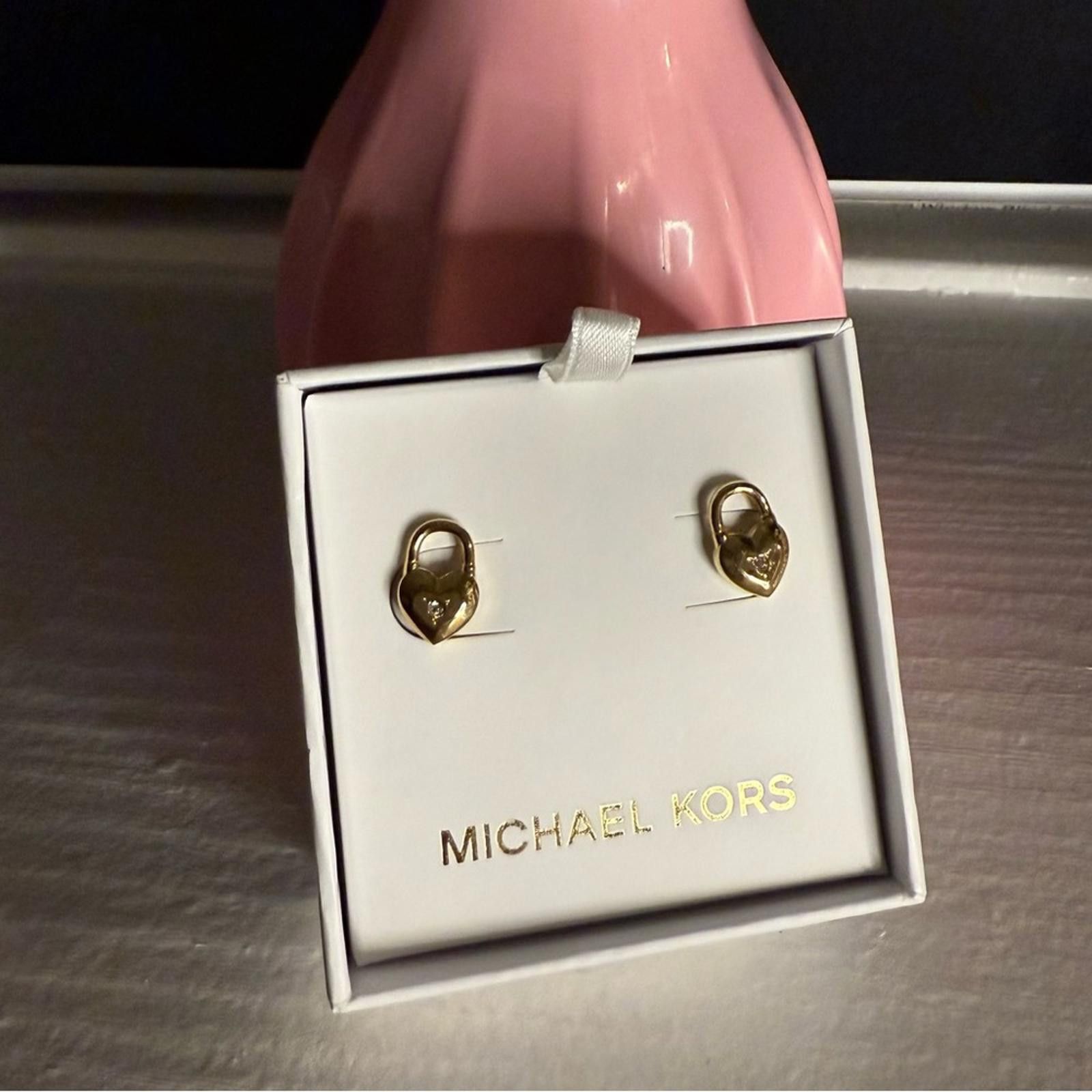 Michael Kors Michael Kors Gold Heart-Shaped Earrings NWT Size ONE SIZE - 1 Thumbnail