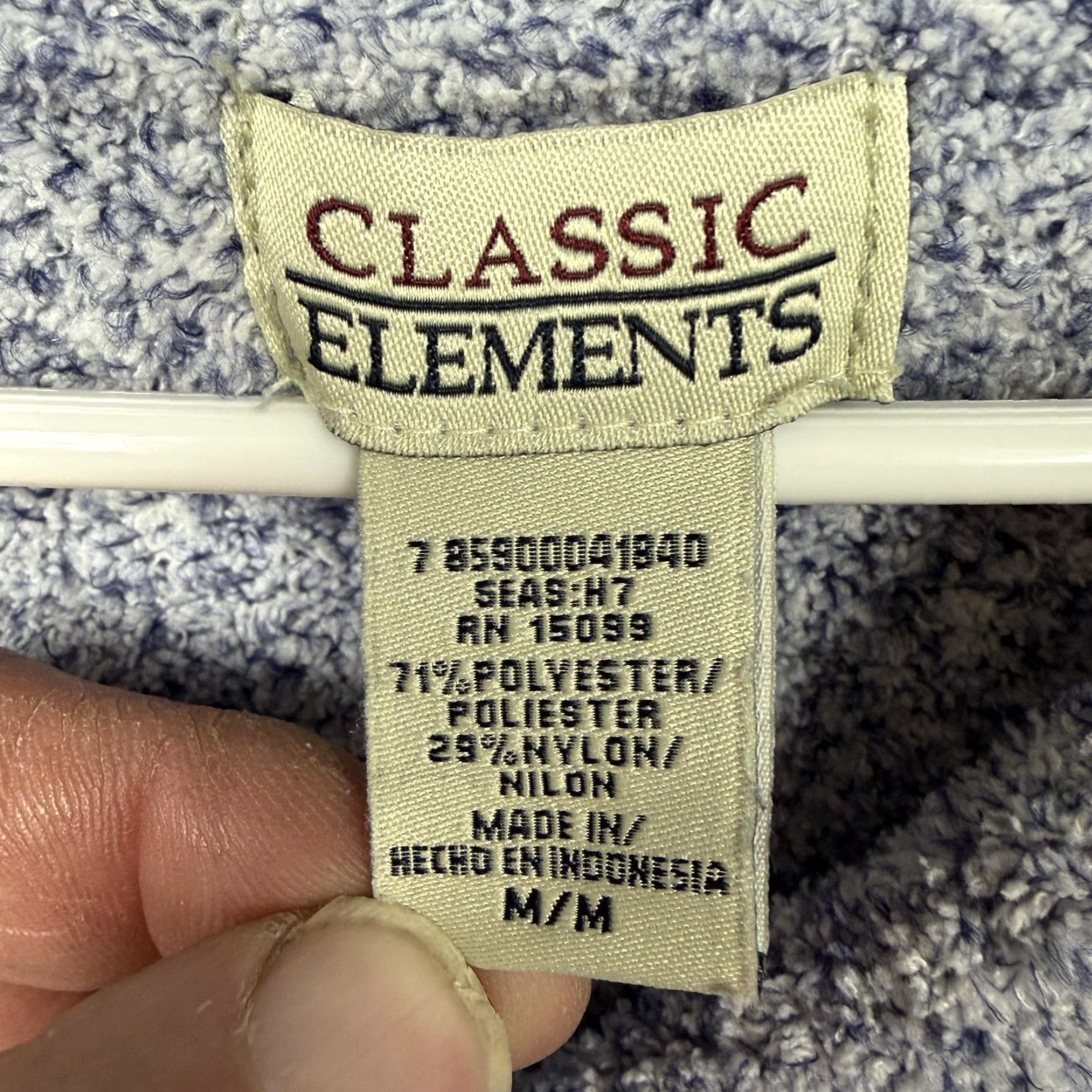 Vintage Classic Elements Sweater Womens M Blue Shawl Collar Boucle Knit Preppy Coastal Size M / US 6-8 / IT 42-44 - 5 Thumbnail