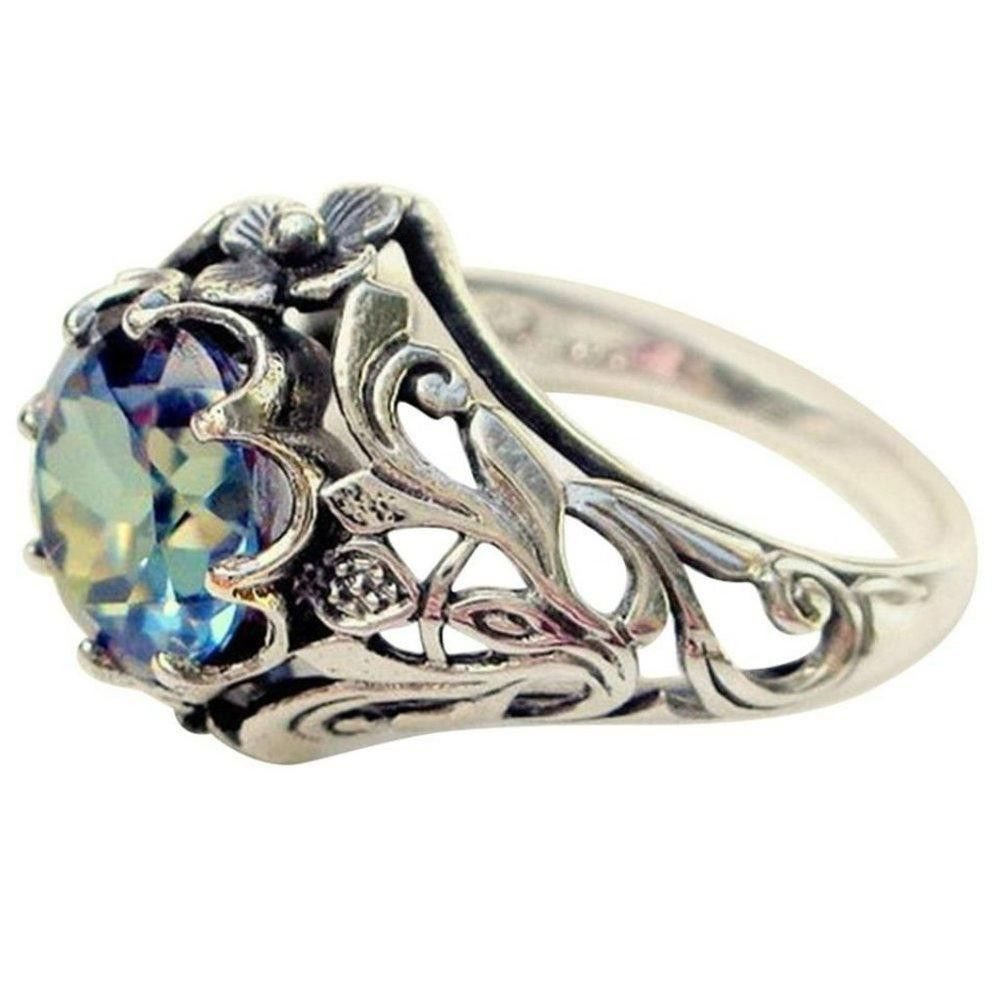 Designer 925 Sterling Silver Boho Mystic Rainbow Retro Hollow Ring Size ONE SIZE - 6 Thumbnail