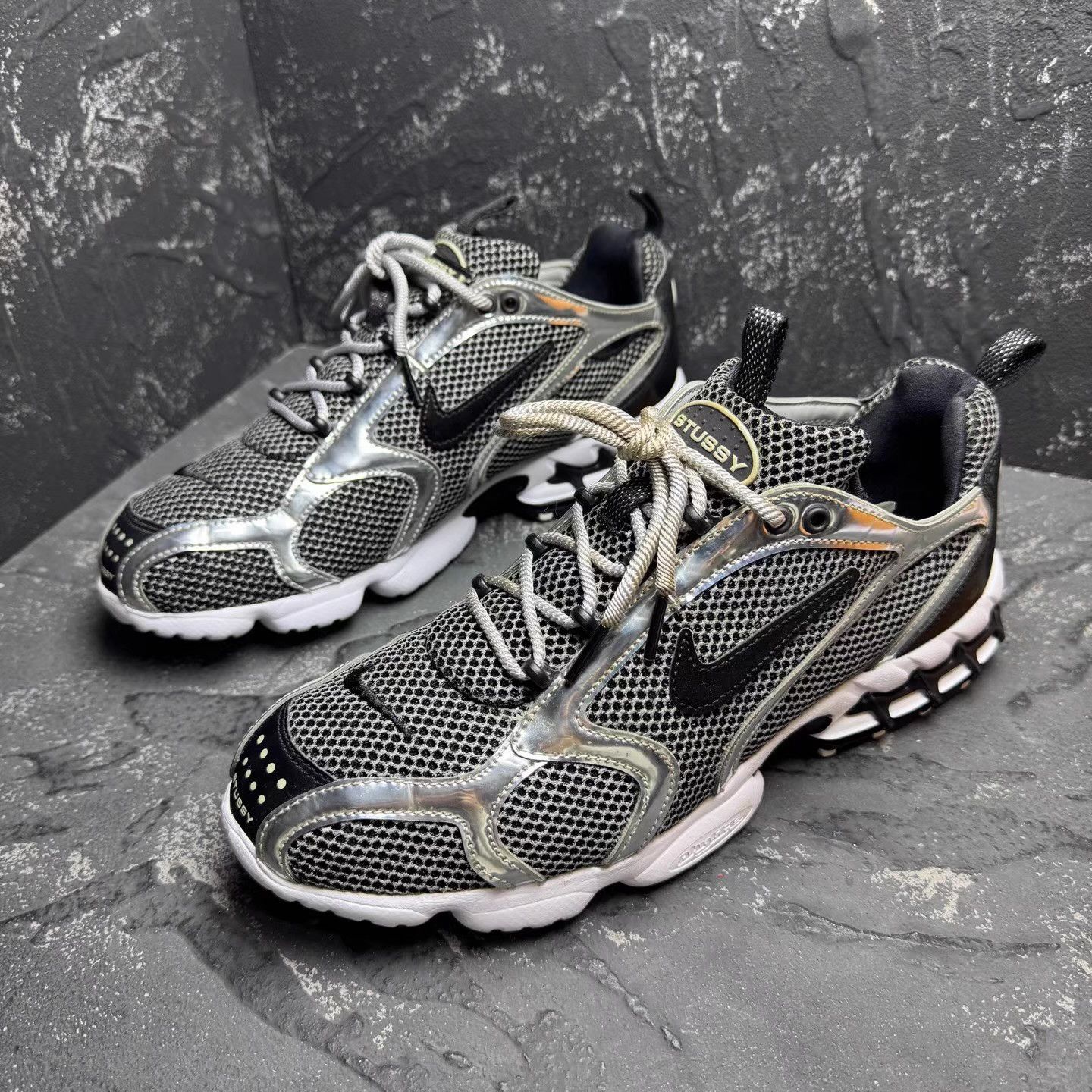 Stussy Stussy x Nike Black & Silver Sneakers Q10 Size US 10 / EU 43 - 1 Thumbnail