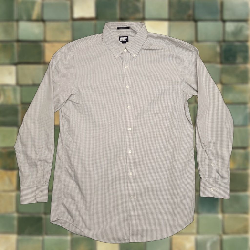 Lands' End Lands' End Shirt Men 16.5 36 Tall Gray No Iron Supima Pinpoint Oxford Button-Down Long Sleeve Size US XL / EU 56 / 4 - 1 Thumbnail