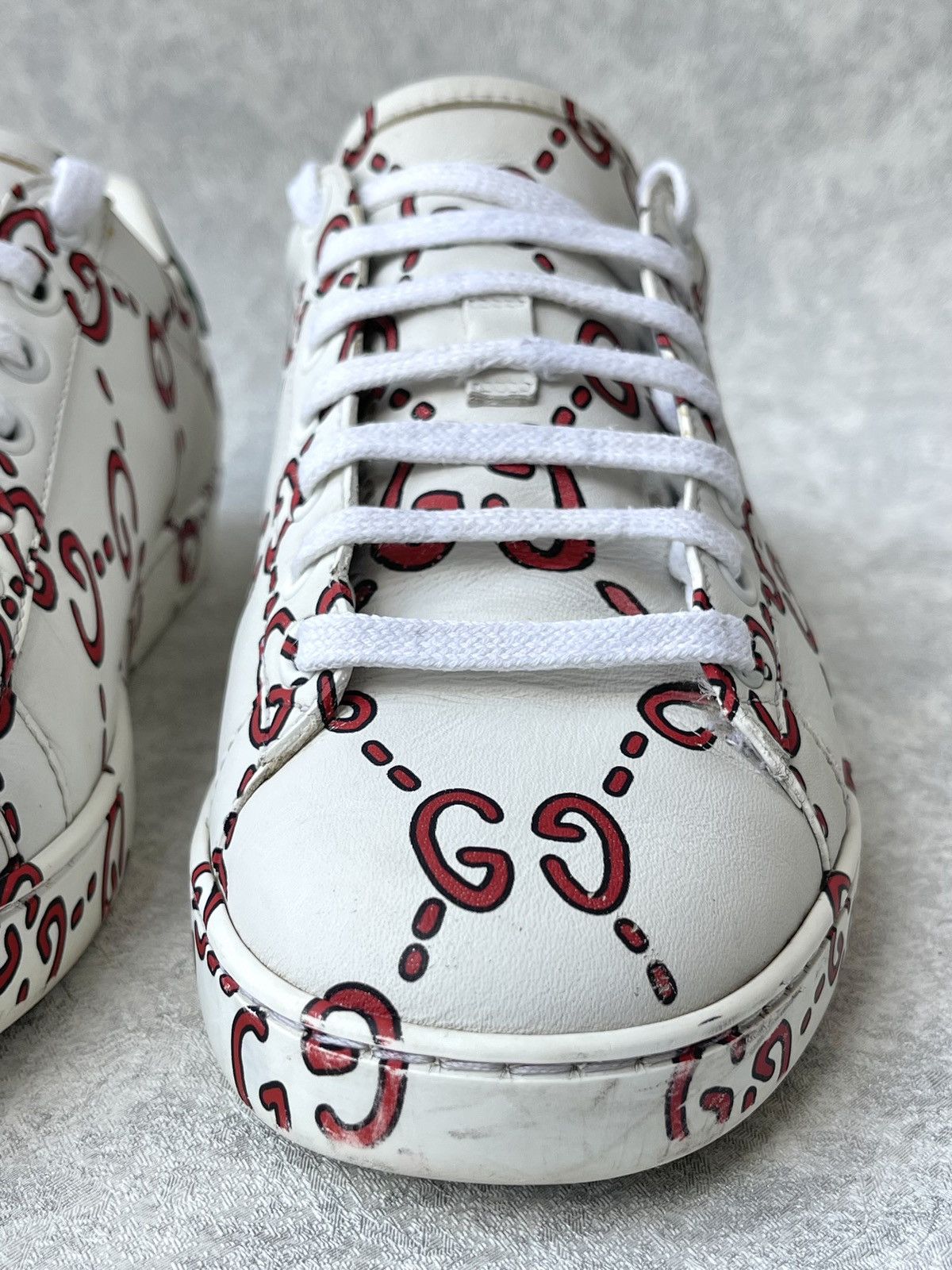 Gucci Gucci Ace Sneaker Ghost Graffiti Print Monogram Trainers Size US 6.5 / IT 36.5 - 7 Thumbnail