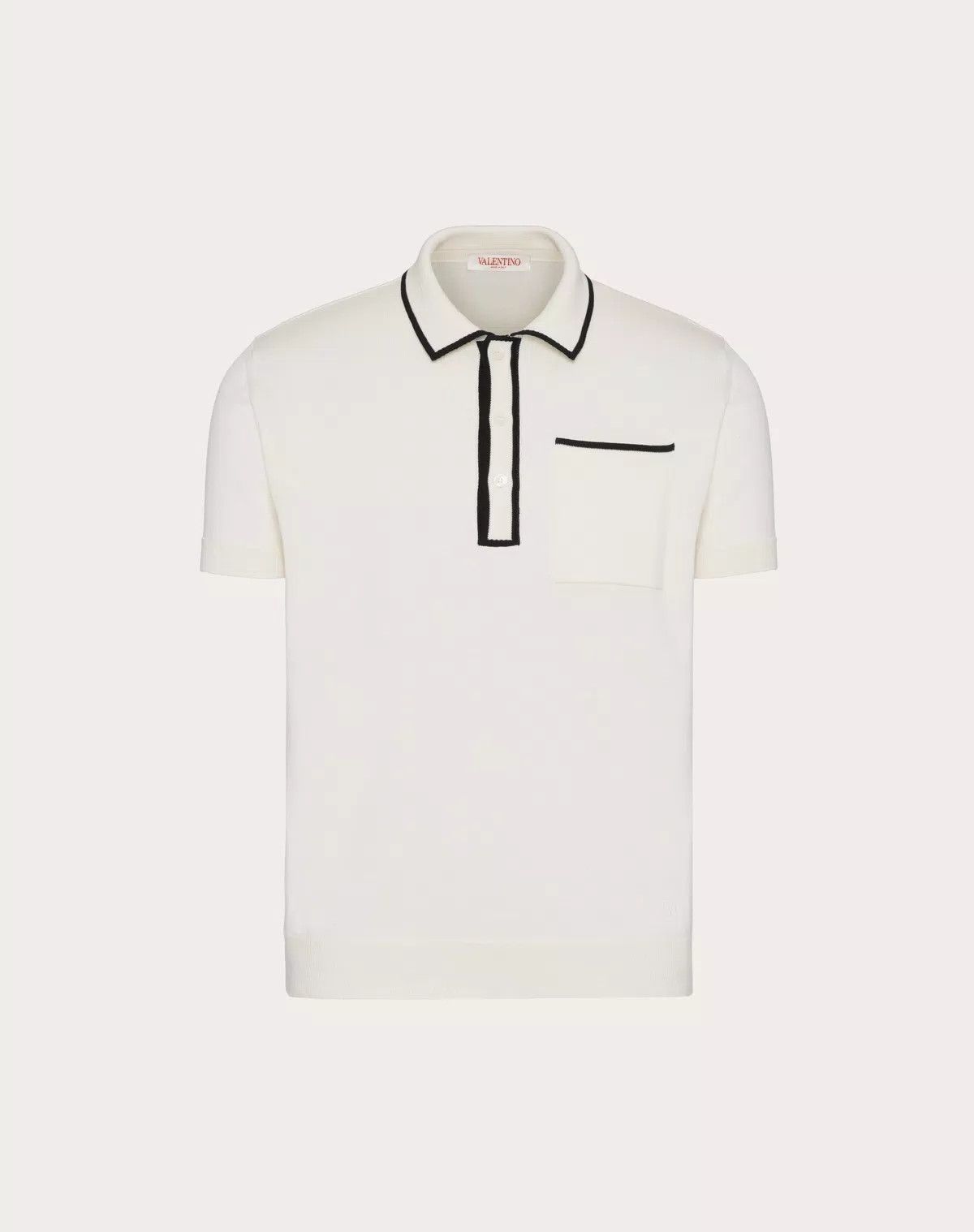 Valentino oc11z0725 Cotton Polo Shirt With Signature in White Size US S / EU 44-46 / 1 - 1 Thumbnail