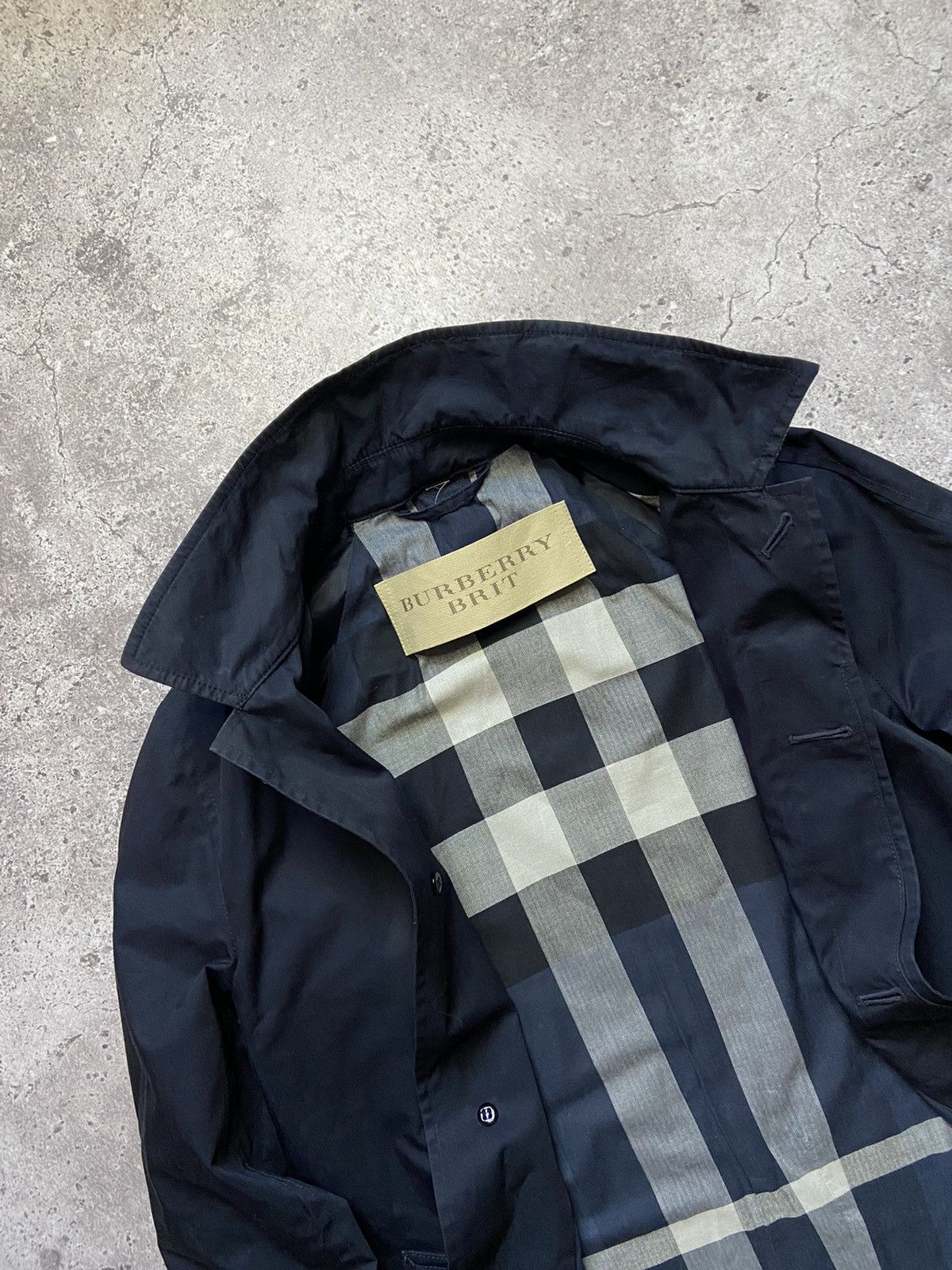 Burberry Burberry Brit Nova Check Inside Trench Coat In Navy Size US M / EU 48-50 / 2 - 2 Thumbnail