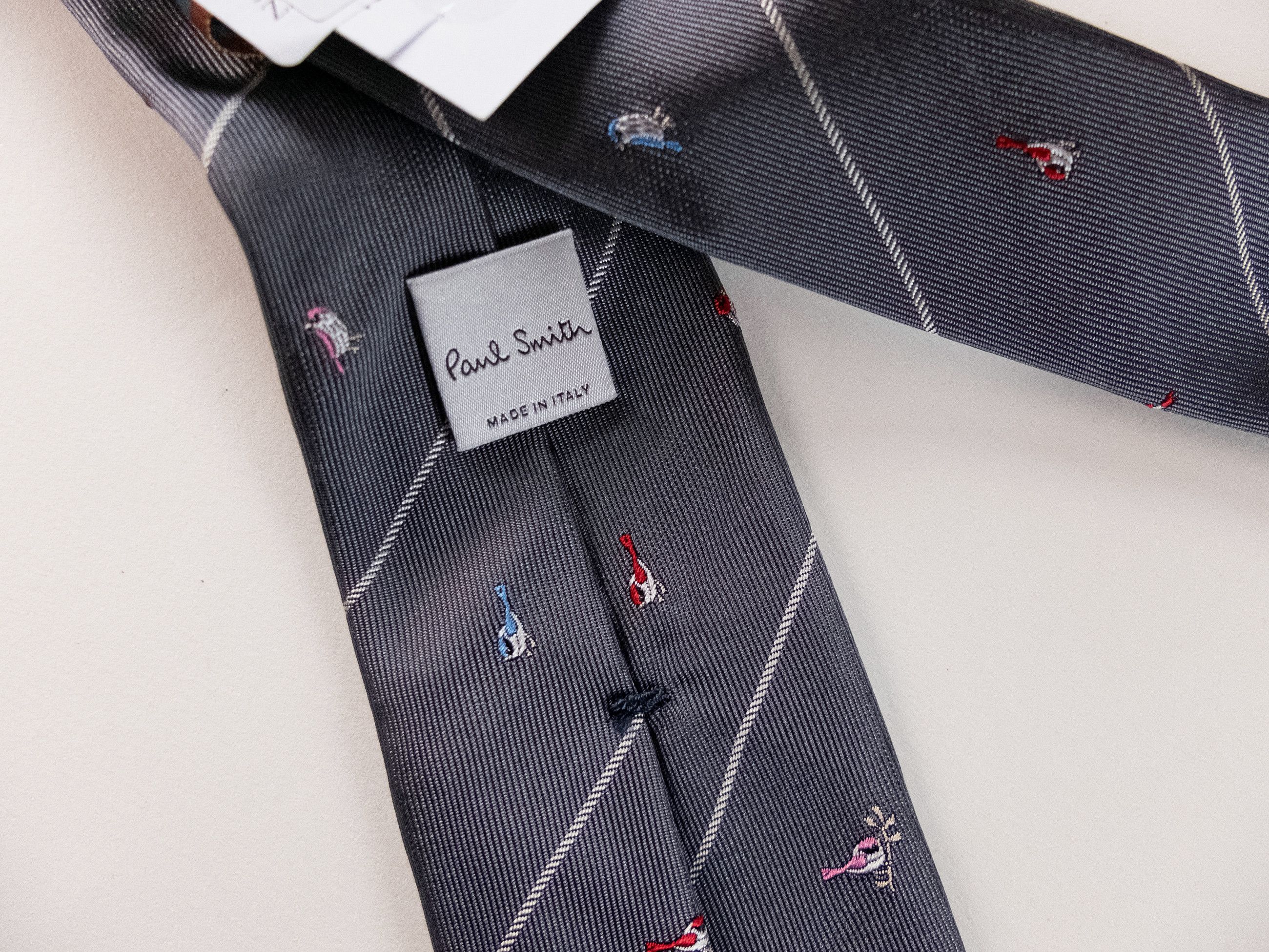 Paul Smith PAUL SMITH gray birds motif skinny silk tie authentic Italy Size ONE SIZE - 4 Thumbnail
