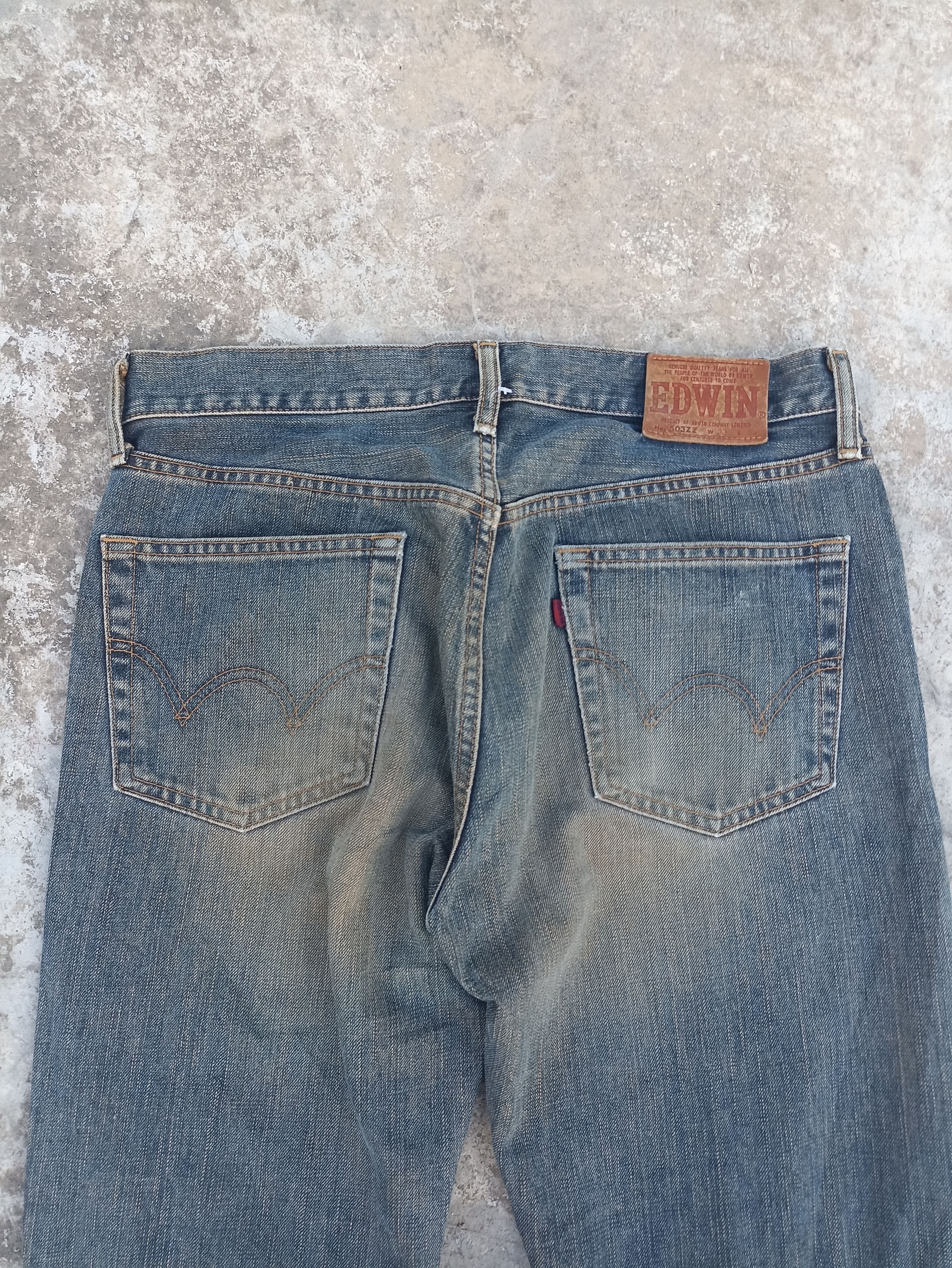 Beauty Beast Vintage Edwin jeans Edwin 503ZZ denim washed blue faded Size US 33 - 7 Thumbnail