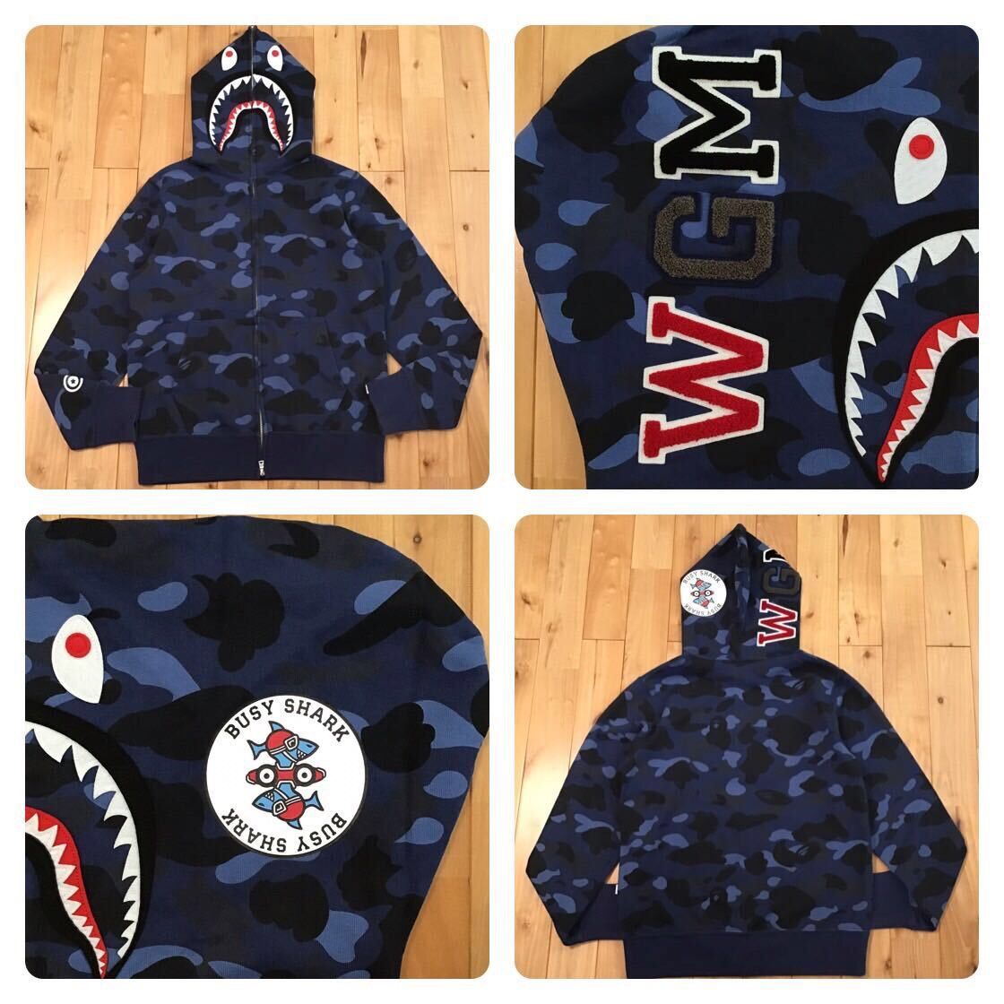 Bape BAPE Shark full zip hoodie blue camo a bathing ape Size US M / EU 48-50 / 2 - 1 Thumbnail