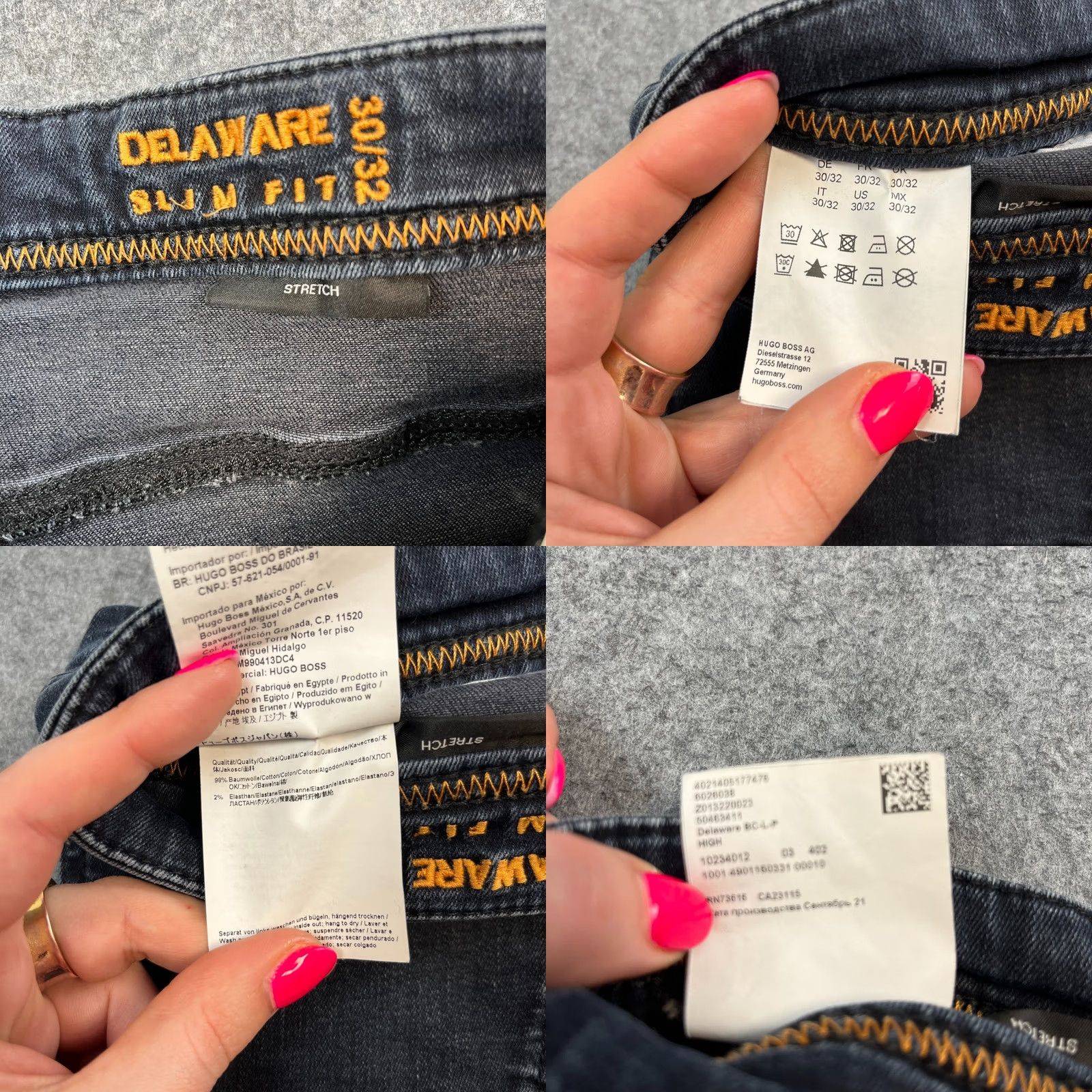 Hugo Boss HUGO BOSS Jeans Slim Fit 30 32 Delaware Denim Blue Dark Wash Stretch Five-Pocket Men Clothing Regular Pocket Type Size US 30 / EU 46 - 8 Thumbnail