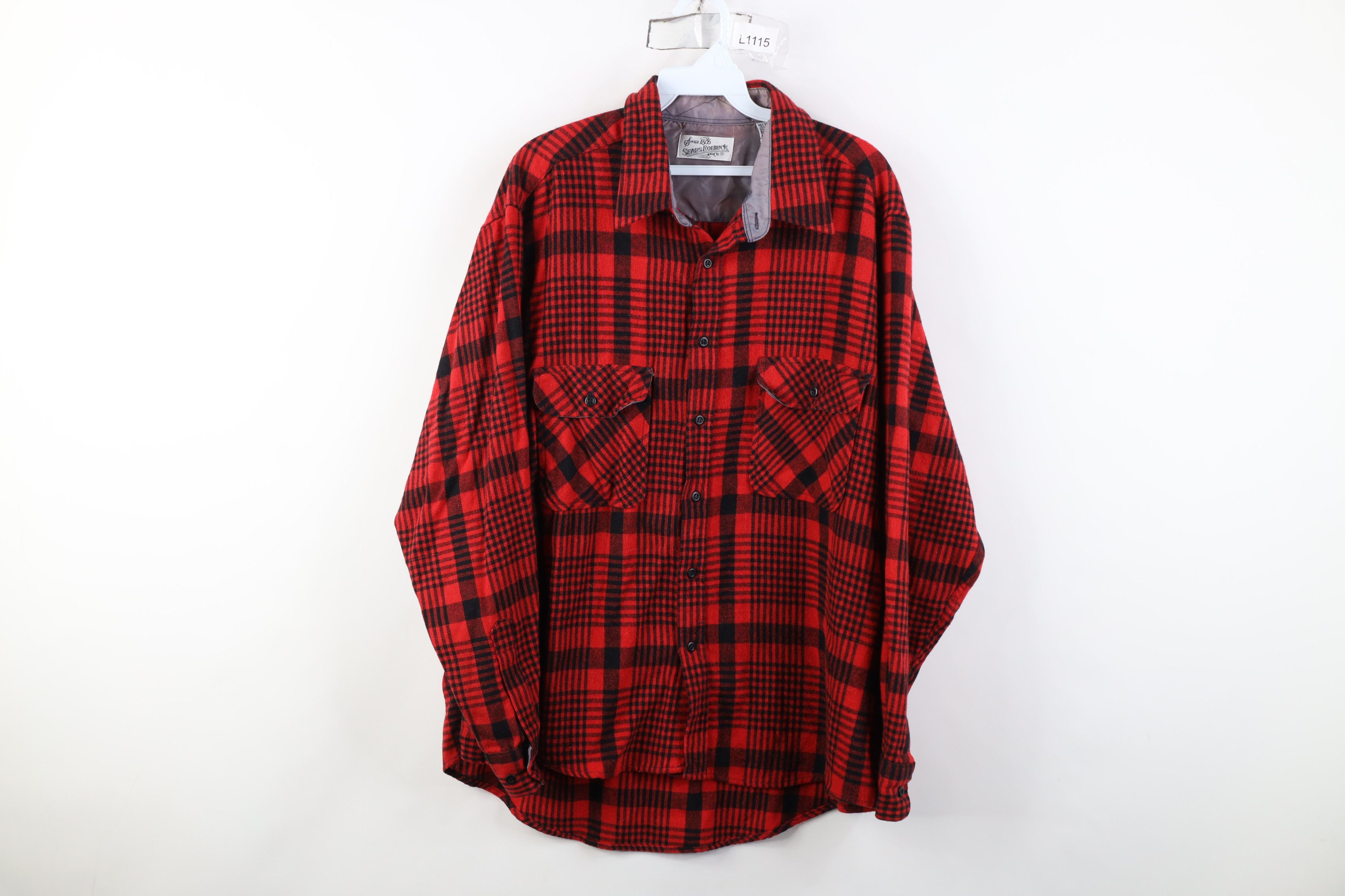 Vintage Vintage 70s Streetwear Knit Collared Button Shirt Red Plaid Size US XL / EU 56 / 4 - 1 Thumbnail