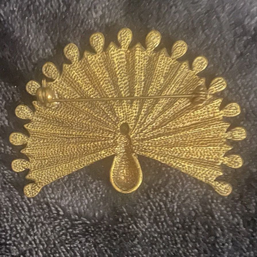 Vintage Large Peacock Brooch Pin Pendant - One Of A Kind Size ONE SIZE - 2 Thumbnail