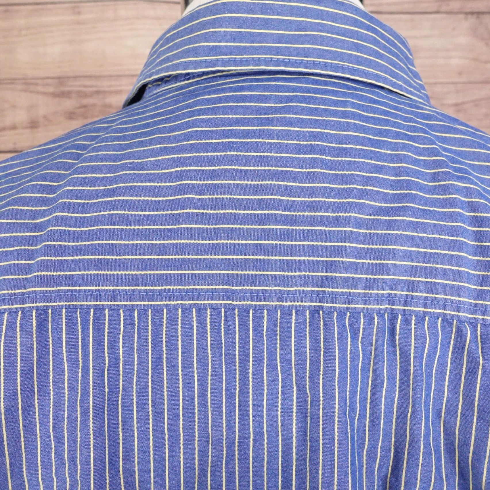 Aeropostale Aeropostale Men's Medium Blue Yellow Striped Button-Up Long Sleeve Shirt Classic Preppy Size US M / EU 48-50 / 2 - 5 Thumbnail