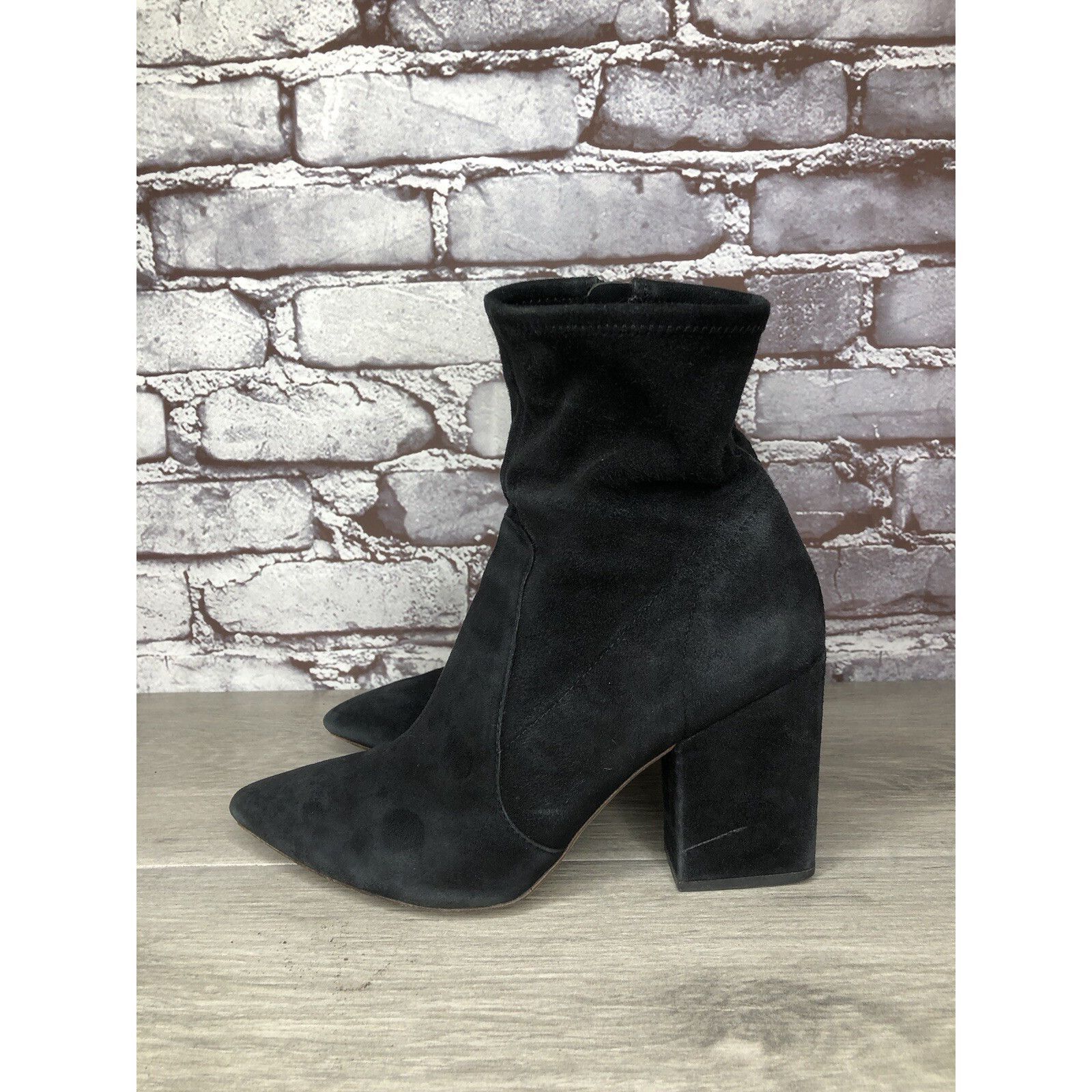 Loeffler Randall Isla Black Suede Leather Ankle Booties Boot