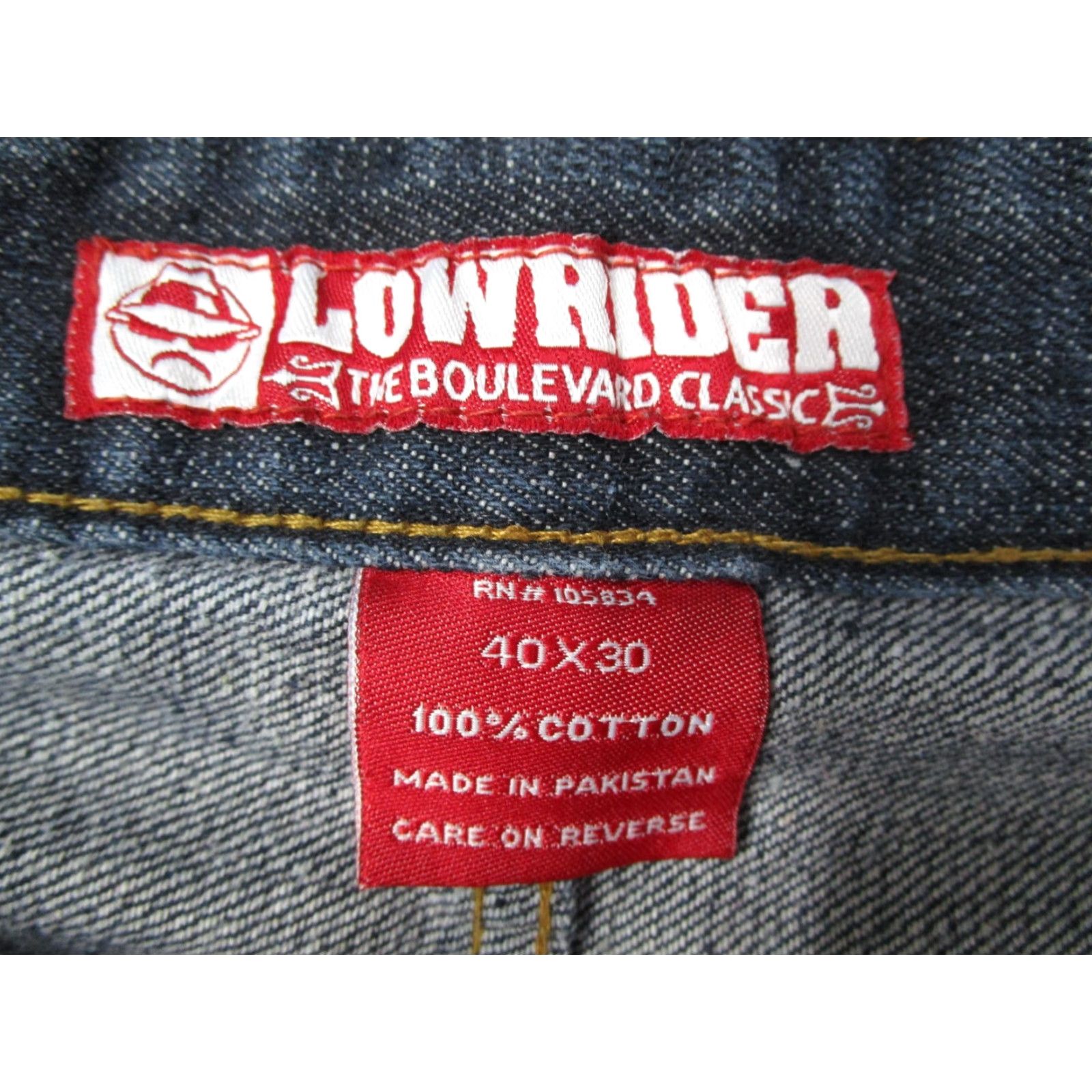 Denime Lowrider Jeans Mens 40x30 Blue Denim Relaxed Fit Straight Leg Cotton Size US 40 / EU 56 - 3 Thumbnail