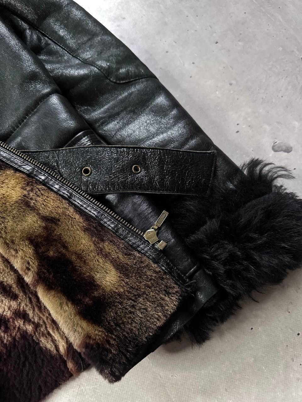 Leather Aspelle Vintage Women’s Leather Fur Coat Black GB12 M-L Y2K Size M / US 6-8 / IT 42-44 - 7 Thumbnail