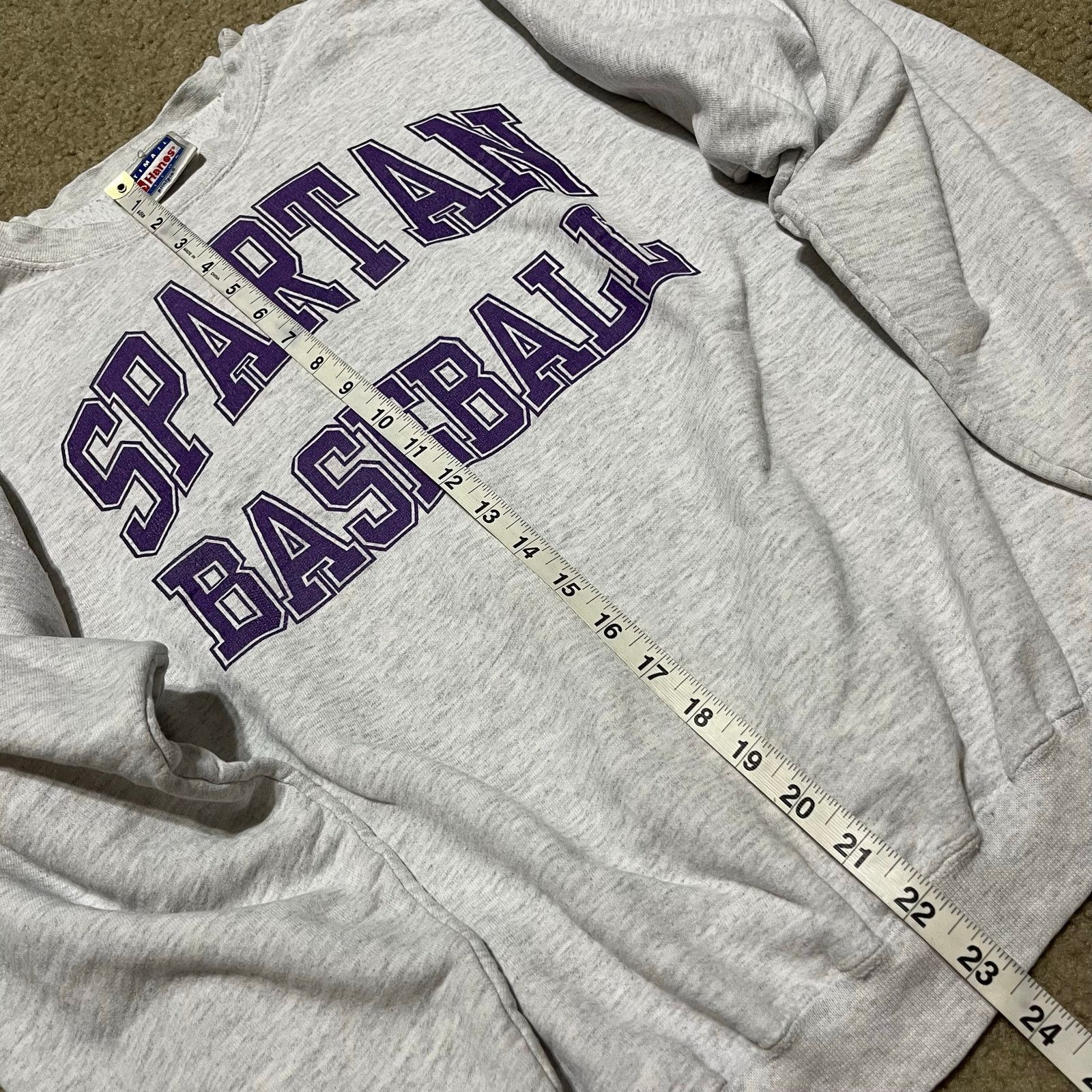 Hanes Vintage 90s Spartan Baseball Hanes Grey Crewneck Large Size US L / EU 52-54 / 3 - 4 Thumbnail