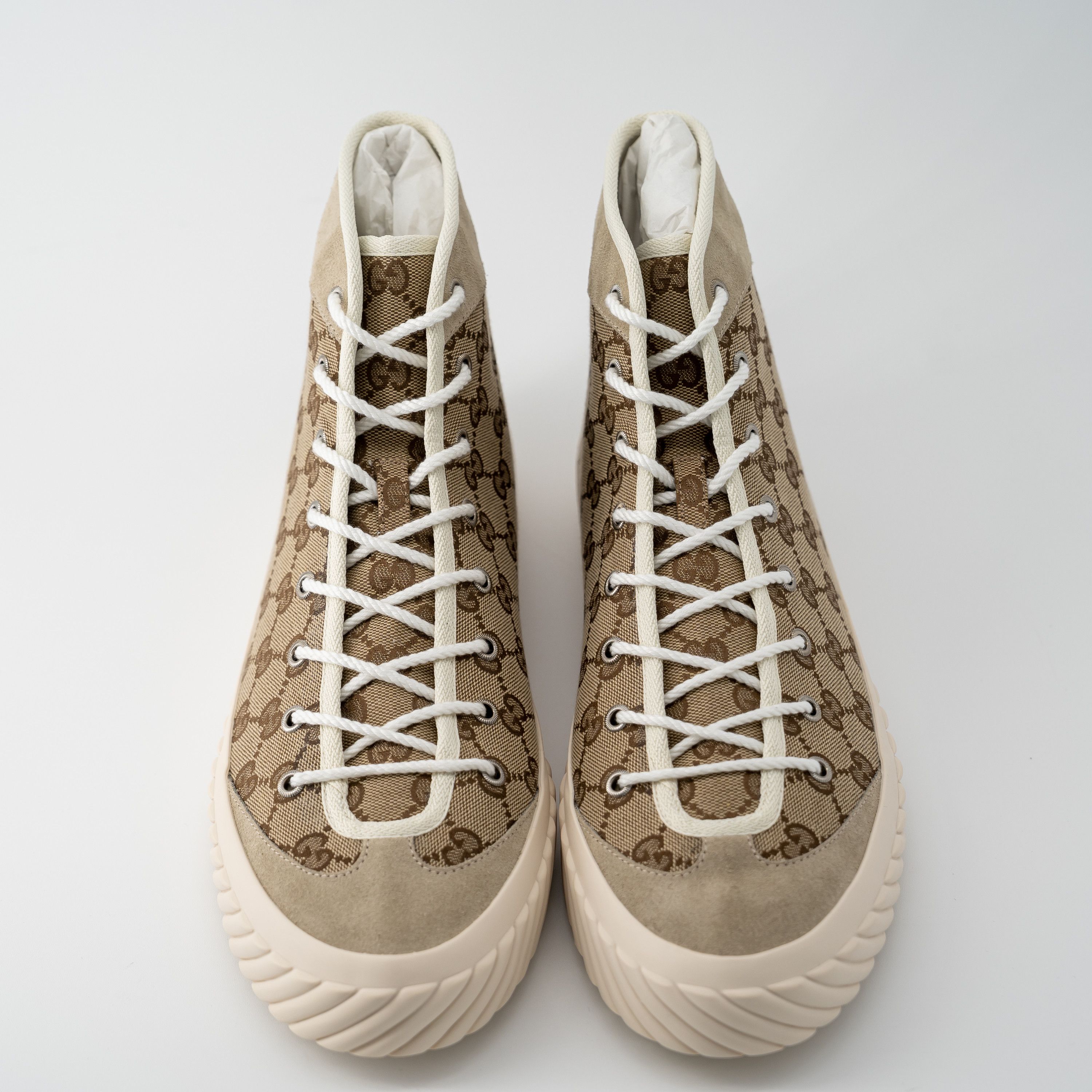 Gucci 13G - Gucci GG Canvas Monogram Sneakers Tortuga Beige High Size US 13 / EU 46 - 3 Thumbnail