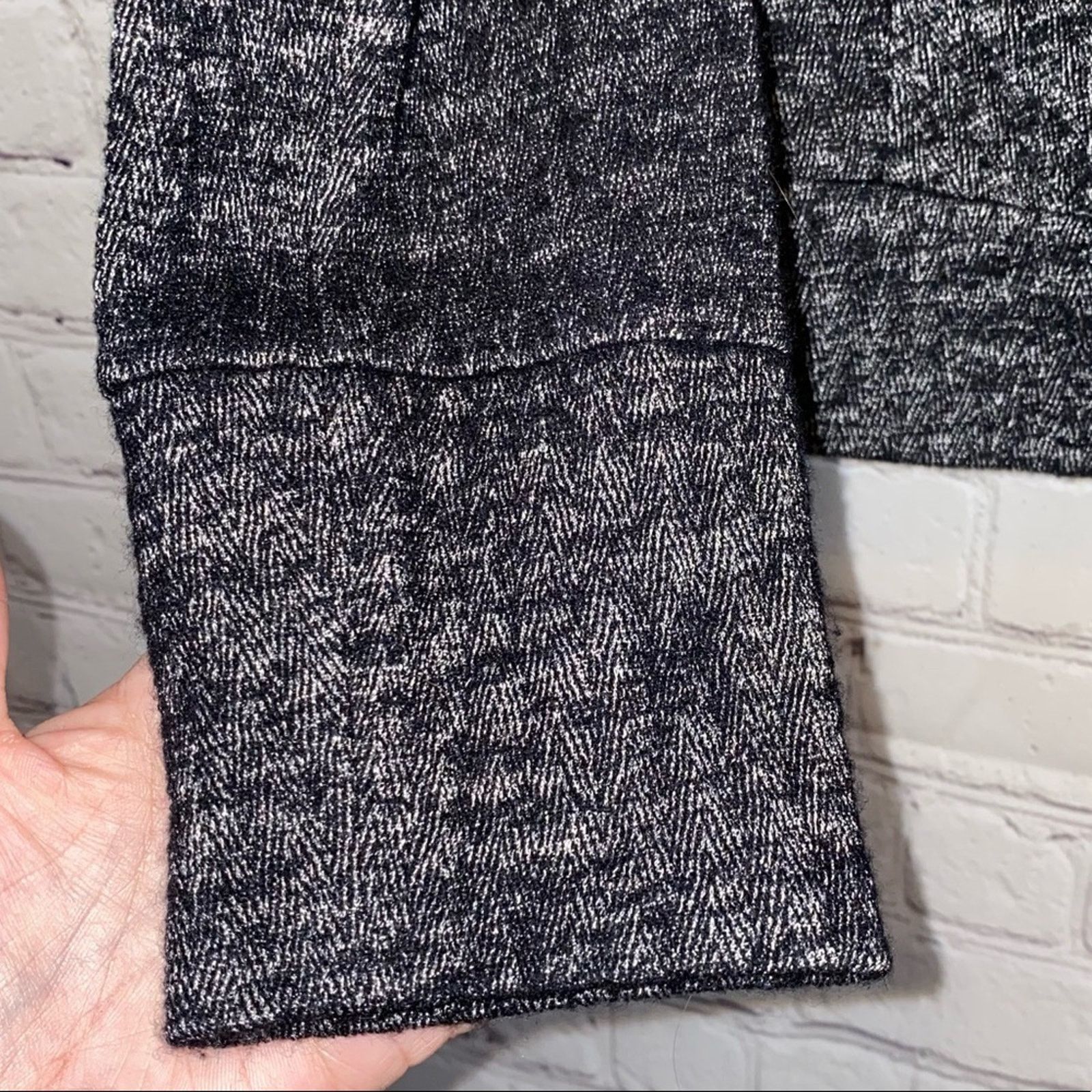 Eileen Fisher Eileen Fisher Wool Asymmetrical Zip Ribbed Black Sweater Size S / US 4 / IT 40 - 2 Thumbnail