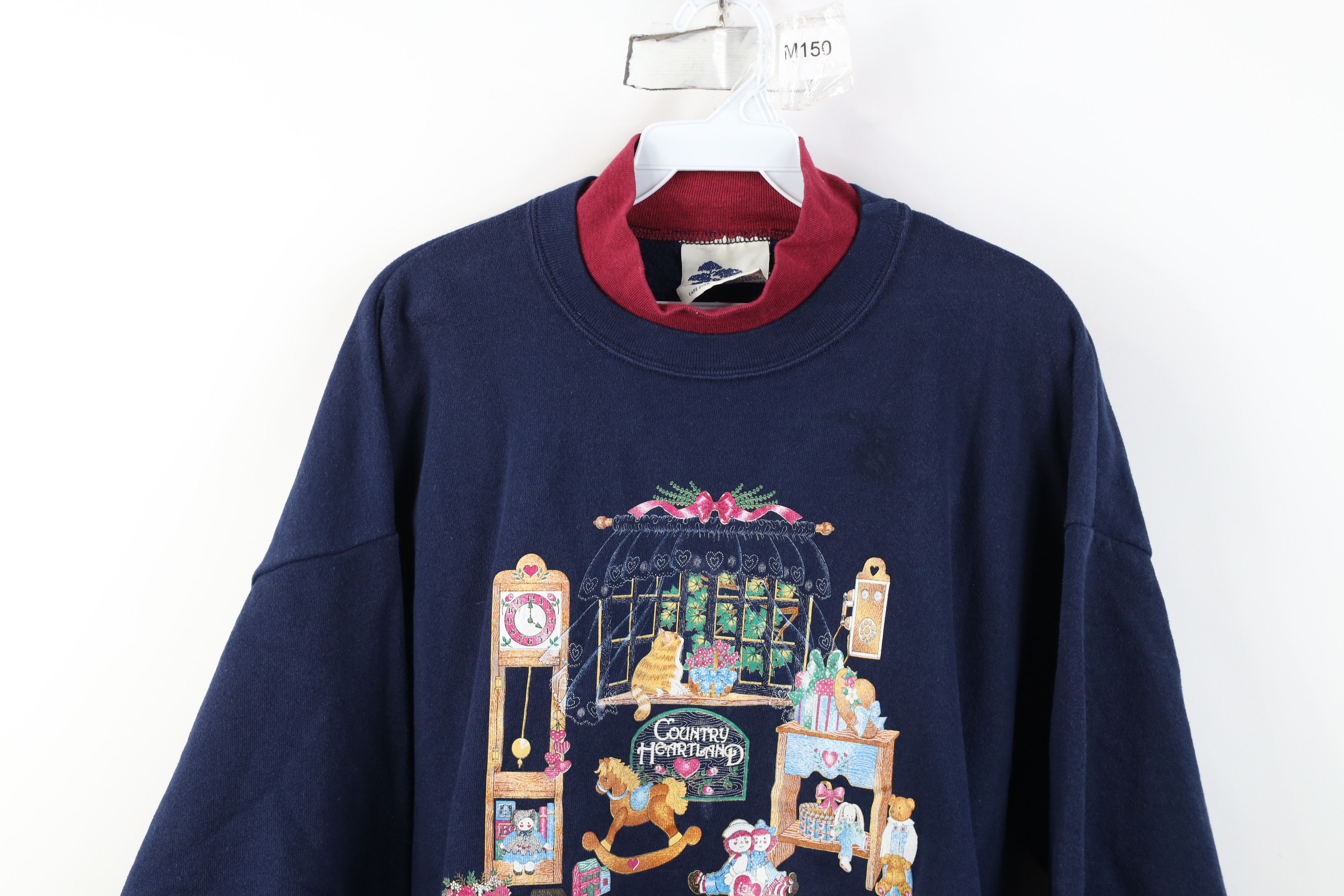 Vintage Vintage 90s Country Heartland Kitten Flower Sweatshirt USA Size XL / US 12-14 / IT 48-50 - 2 Thumbnail