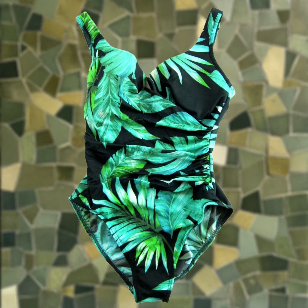 Vintage VINTAGE Miraclesuit Green Tropical Floral Slimming One Piece Swimsuit US 10 Size ONE SIZE - 1 Thumbnail