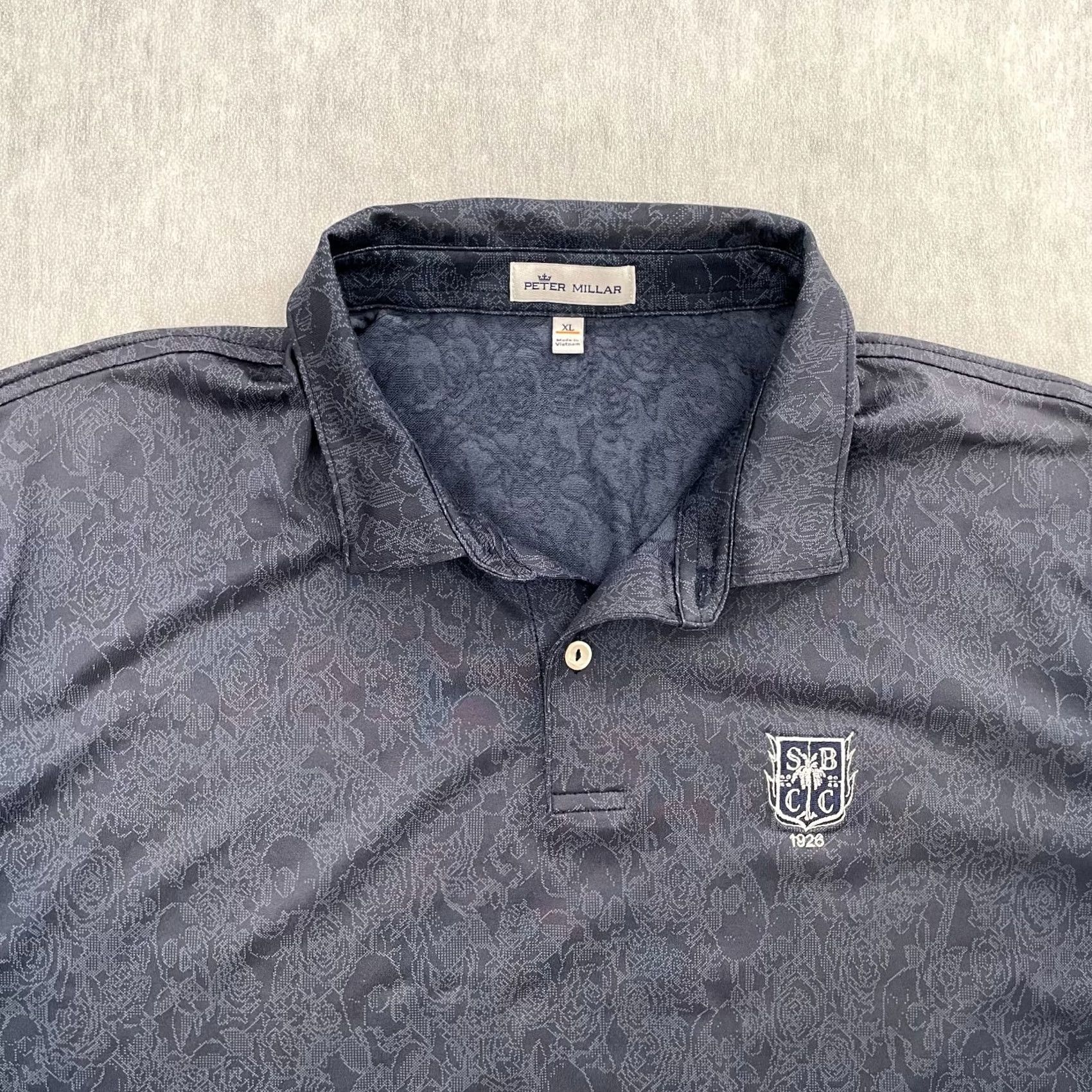Peter Millar VINTAGE Peter Millar Shirt Adult XL Blue Polo Skulls SBCC 1926 Golf Club Crest Logo Mens Size US XL / EU 56 / 4 - 3 Thumbnail