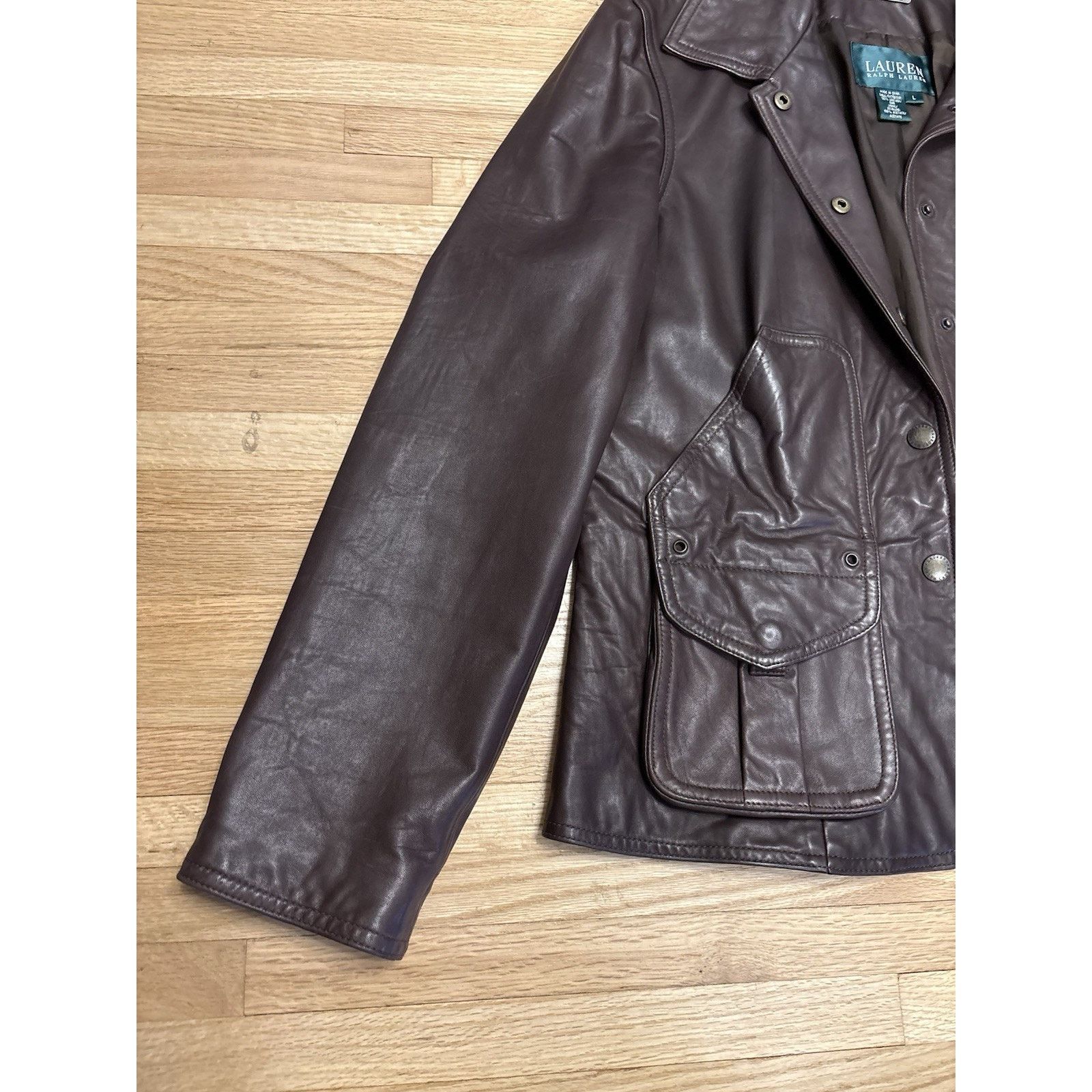 Lauren Ralph Lauren Vintage Polo Ralph Lauren Leather Jacket Brown Leather Sz L Size L / US 10 / IT 46 - 2 Thumbnail
