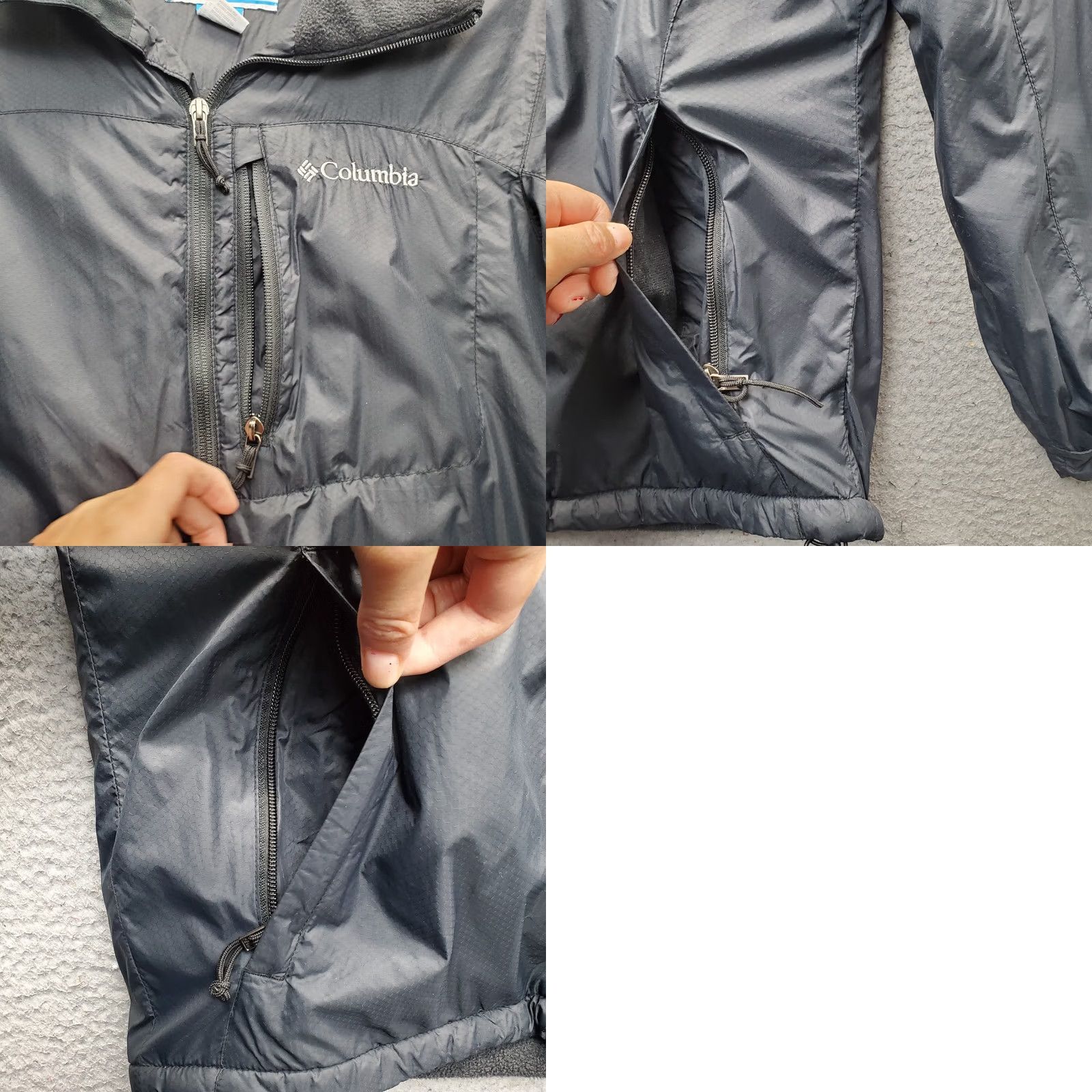Vintage Columbia Windbreaker Jacket Mens Small Black Fleece Lined Adjustable Drawcord Hem Zip Full Zip Size US S / EU 44-46 / 1 - 8 Thumbnail
