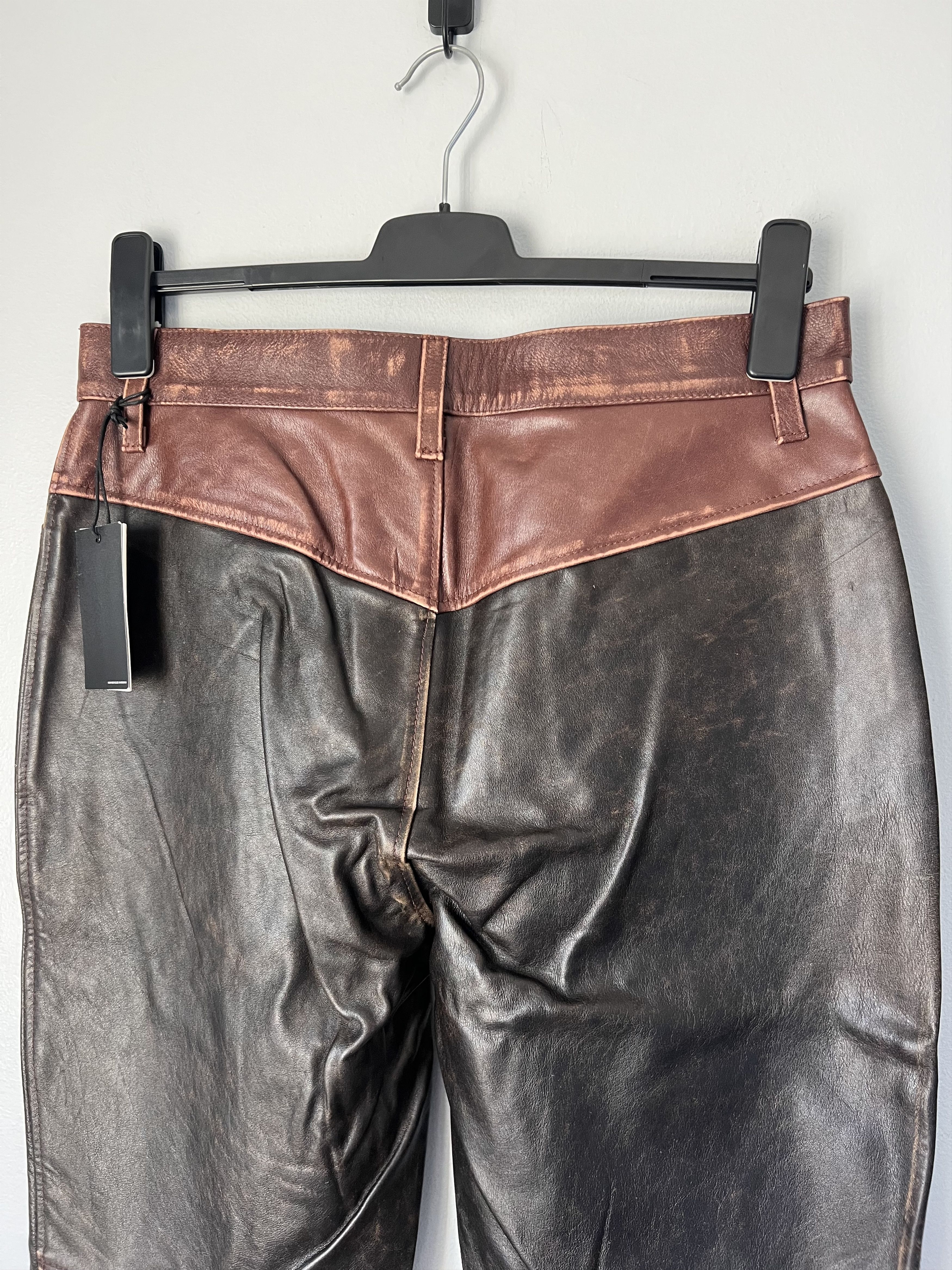 RE/DONE RE/Done 2 Tone Leather Pants in Black Brown Size US 31 - 7 Thumbnail