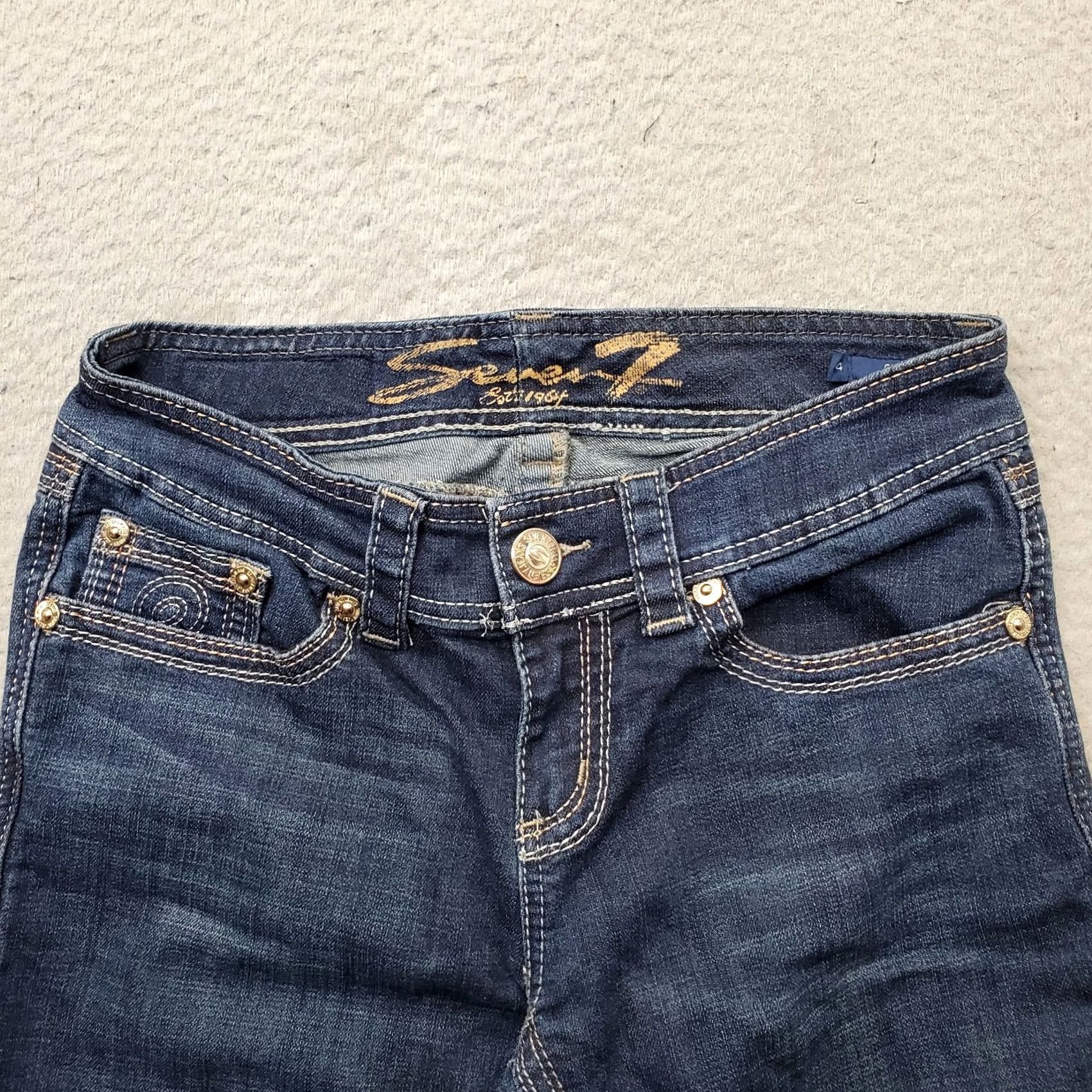 Vintage Seven7 Womens Crop Skinny Jeans Size 4 Blue Denim Mid Rise 29" Inseam 5-Pocket Denim Size 27" / US 4 / IT 40 - 7 Thumbnail