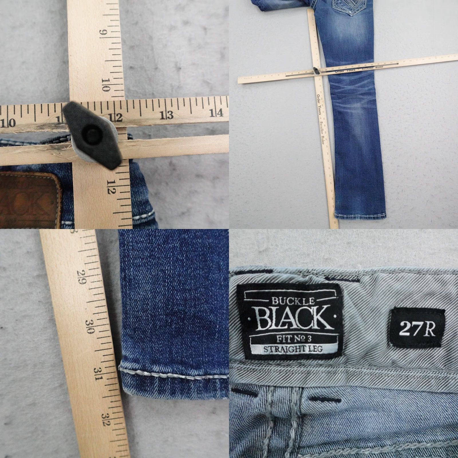 Buckle Black Buck le Black Jeans Womens 27R Blue Denim Straight Leg Slim Fit No 3 Stretch BKE Size 27" / US 4 / IT 40 - 8 Thumbnail