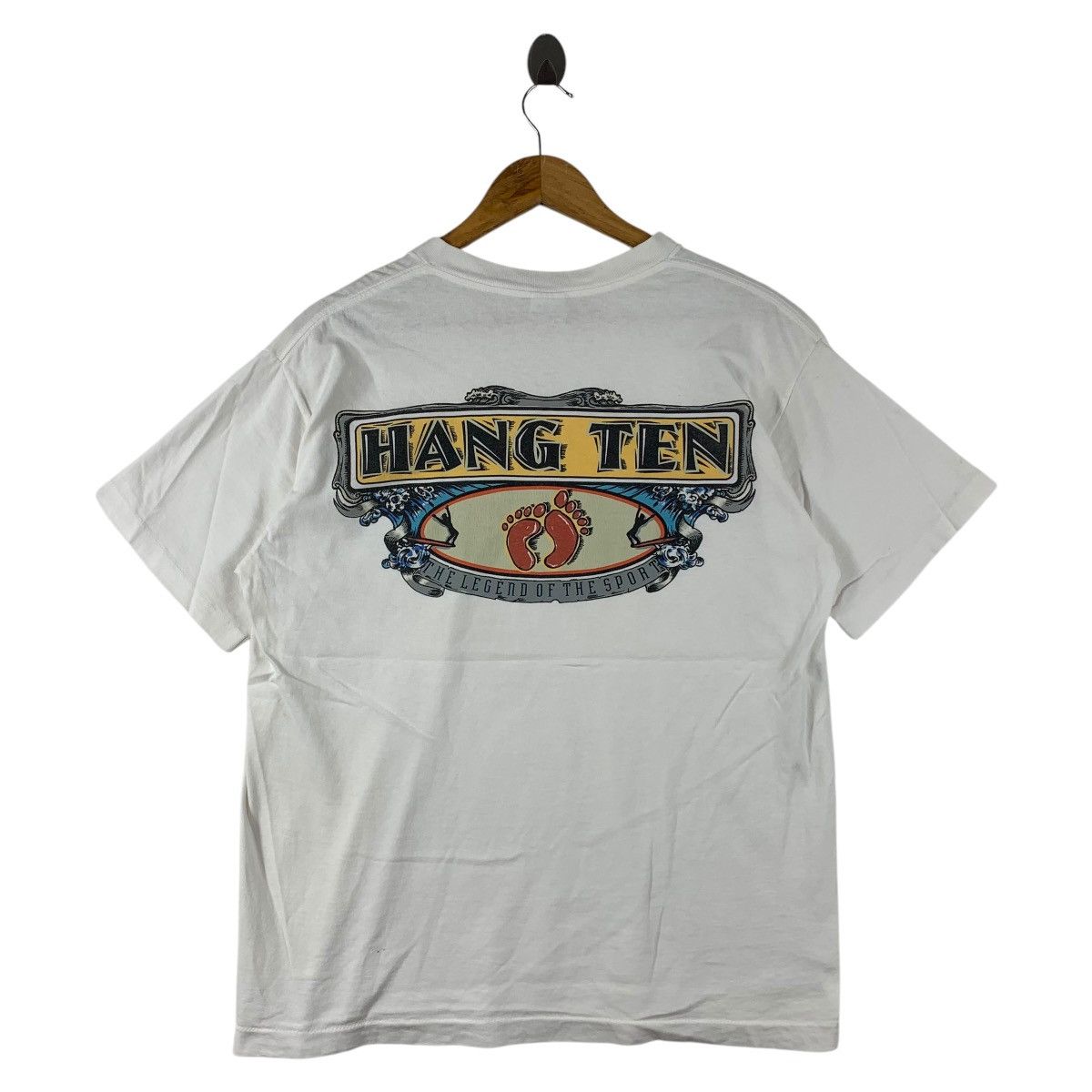 Hang Ten Vintage 90s HANG TEN back hit back print tee shirt Size US L / EU 52-54 / 3 - 1 Thumbnail