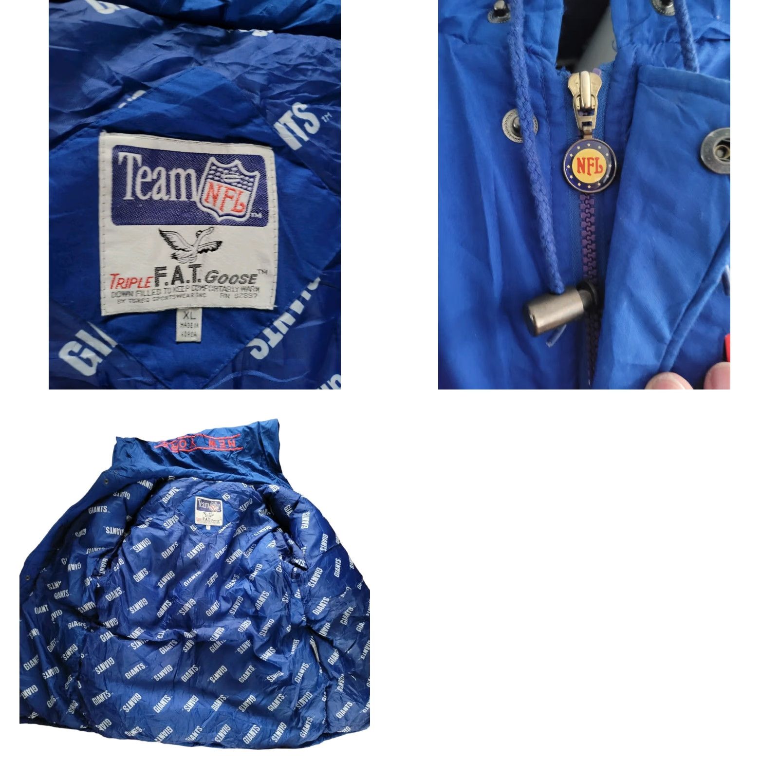 NFL NFL New York Giants XL Jacket - TRIPLE FAT Goose Duck Turbo Sport Parka Down Padded Red/Blue Jacket for Men XL Size US XL / EU 56 / 4 - 10 Thumbnail