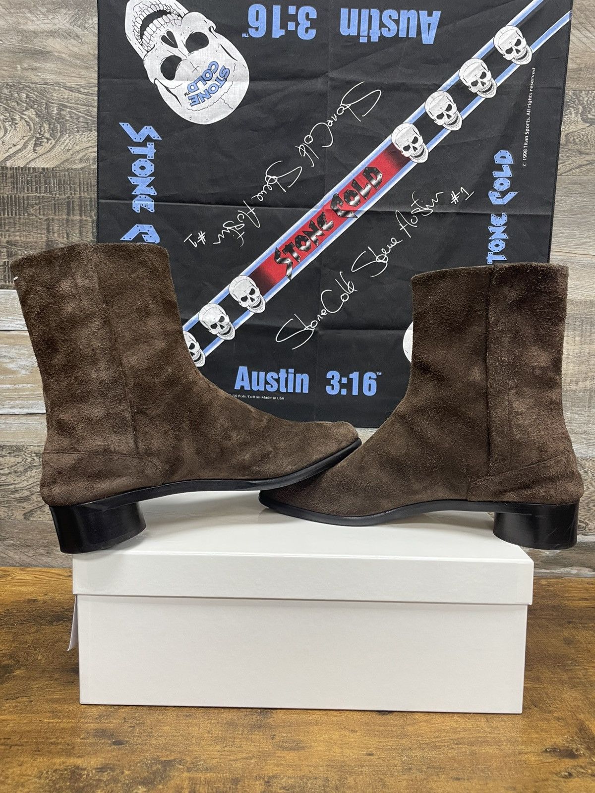 Maison Margiela 45/12-Maison Margiela Brown Suede Heel Boot Size US 12 / EU 45 - 2 Thumbnail