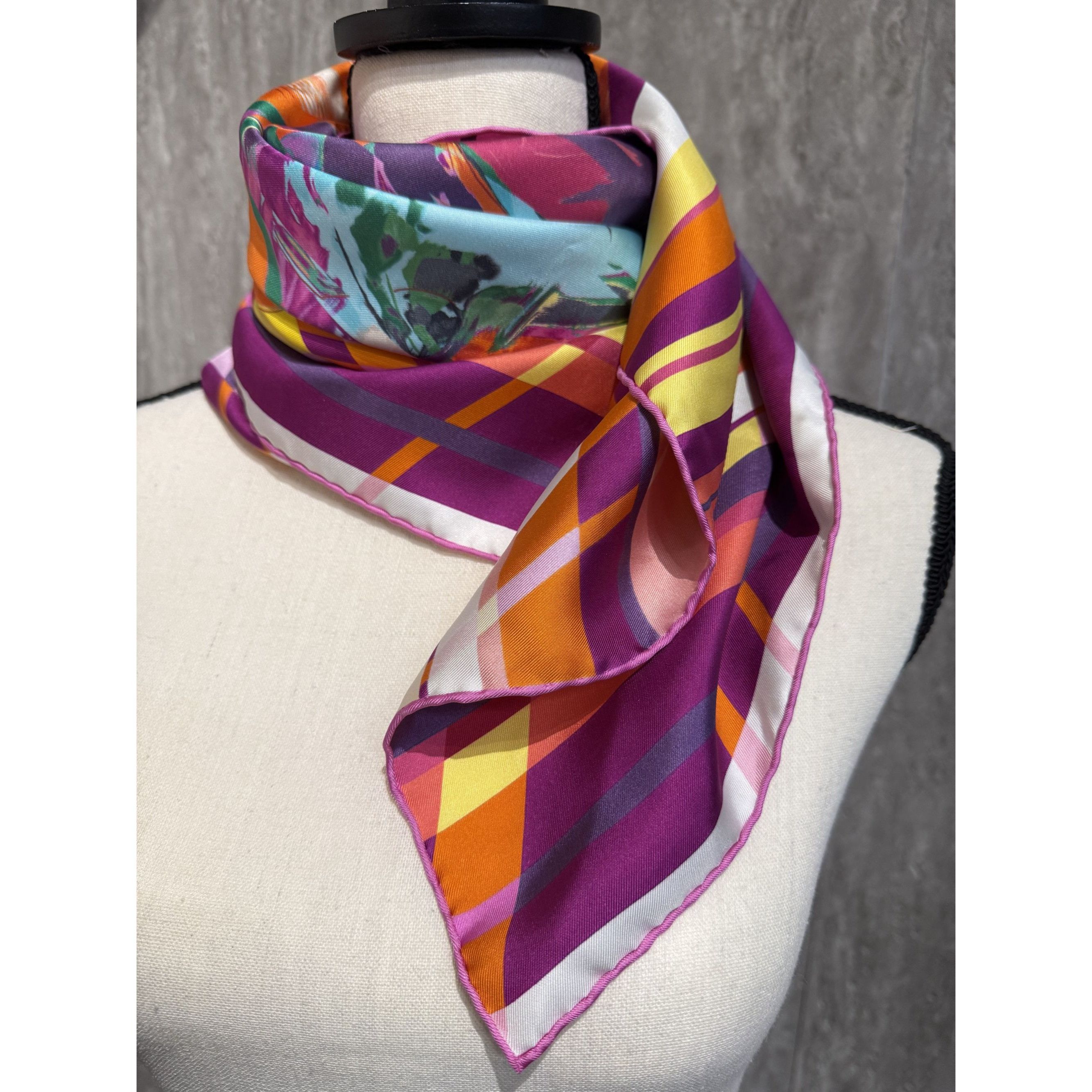 Hermes Hermès Paris Multicolor Silk Twill Scarf With Abstract Desig Size ONE SIZE - 4 Thumbnail