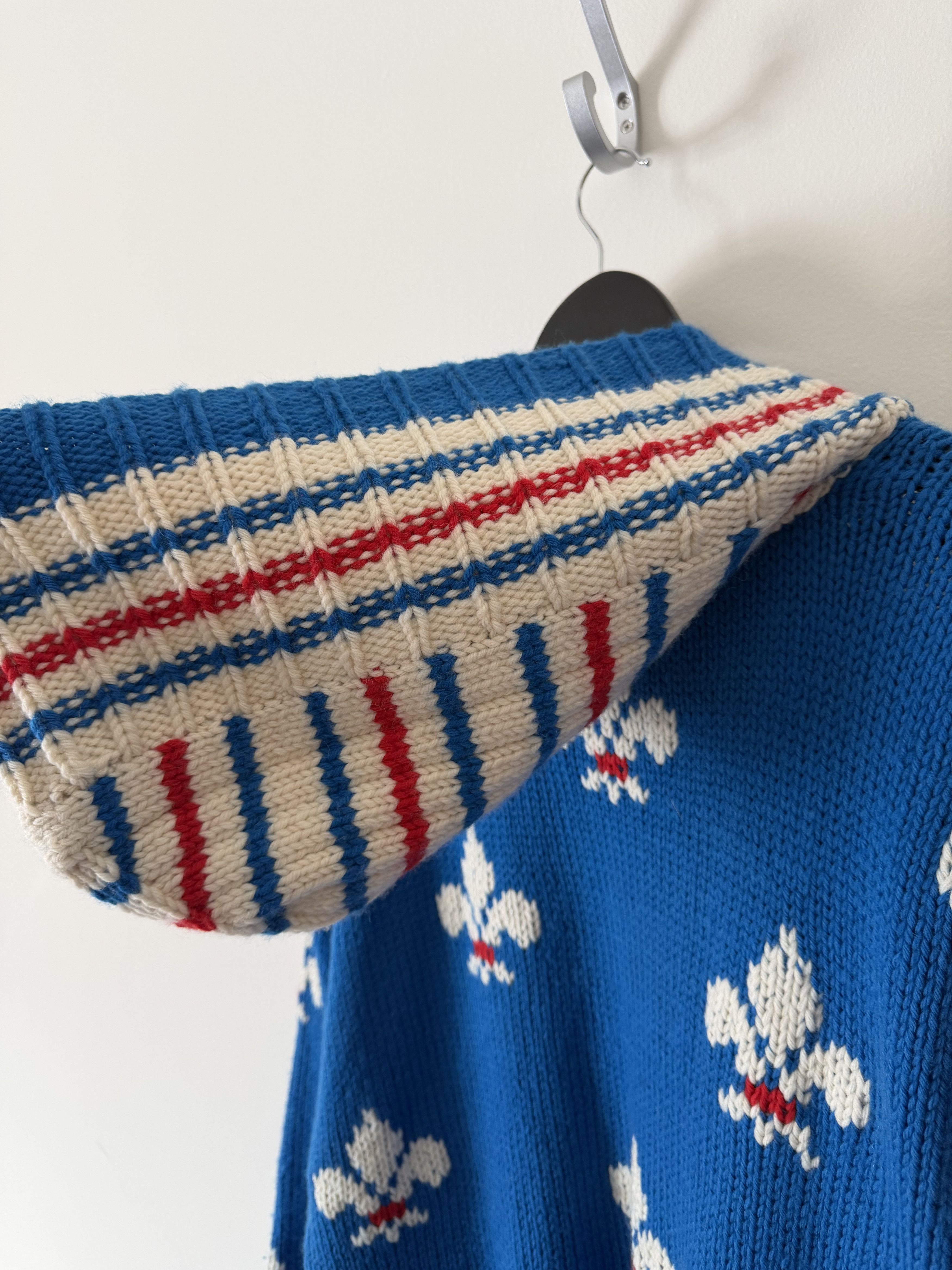 Bode Bode Fleur De Lis Knit Hoodie in Blue Size US XL / EU 56 / 4 - 8 Thumbnail