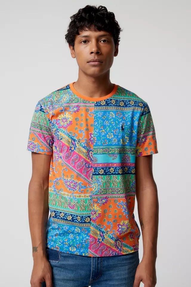 Polo Ralph Lauren Polo Ralph Lauren Patchwork-Print bright T-Shirt Tee Vintage Size US XL / EU 56 / 4 - 1 Thumbnail