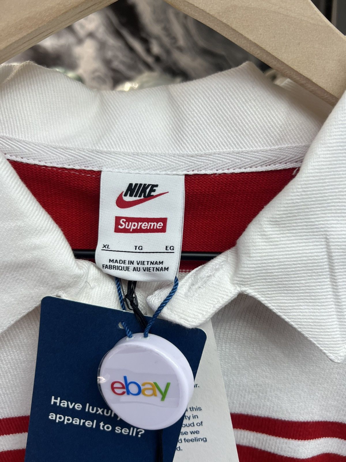 Nike Supreme x Nike Stripe Rugby Red Shirt Size US XL / EU 56 / 4 - 8 Thumbnail
