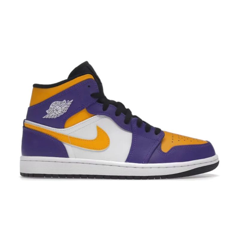 image of Jor Dan 1 Mid Lakers Shoes in Violet, Men's (Size 13)