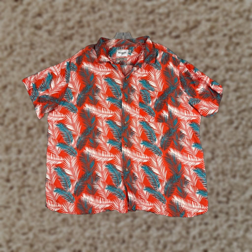 Vintage VINTAGE Goodfellow & Co Shirt Mens 2XL XXL Red Blue Floral Hawaiian Slim Fit 100% Rayon Size US XXL / EU 58 / 5 - 1 Thumbnail