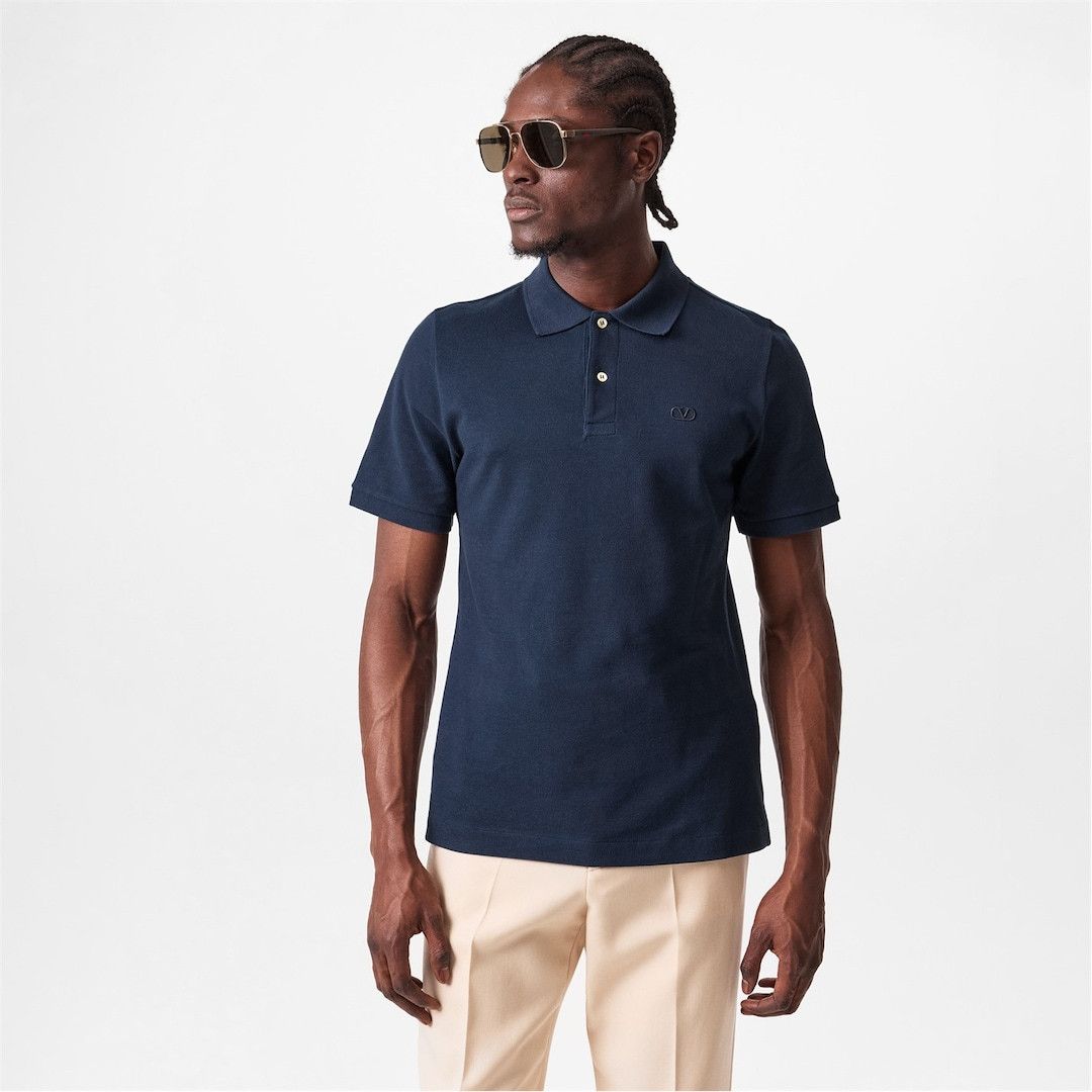 Valentino o1g2r1mq0526 Vlogo Short Sleeve Polo Shirt in Blue Size US M / EU 48-50 / 2 - 3 Thumbnail
