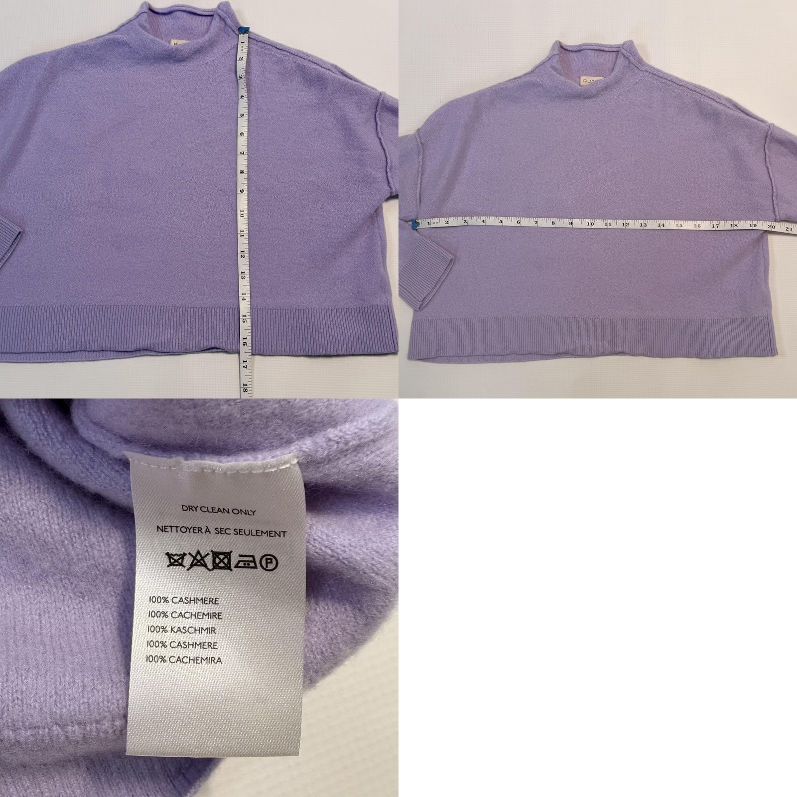 Vintage Pilcro XS Purple Mock Neck Cropped Pullover Sweater Womens Cashmere Long Sleeve Size XS / US 0-2 / IT 36-38 - 8 Thumbnail