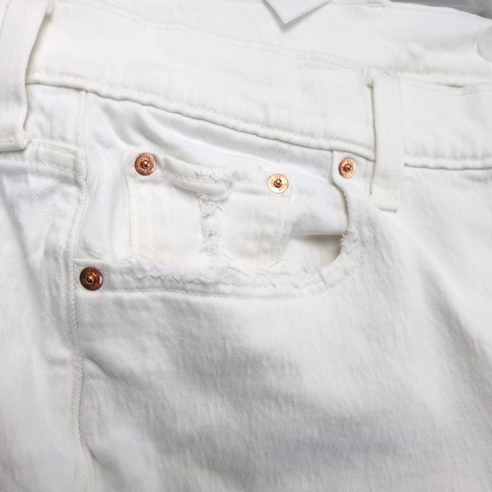 Gap Gap Cheeky Straight High Rise White Jeans Womens 18R Stretch Size 40" / US 18 - 10 Thumbnail