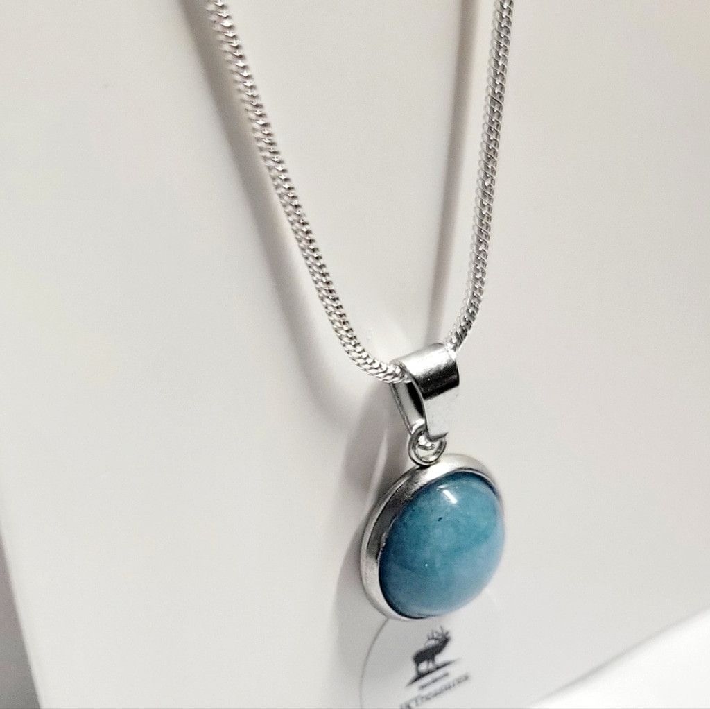 Handmade Natural Amazonite Crystal Pendant Sterling Silver Necklace Size ONE SIZE - 2 Thumbnail