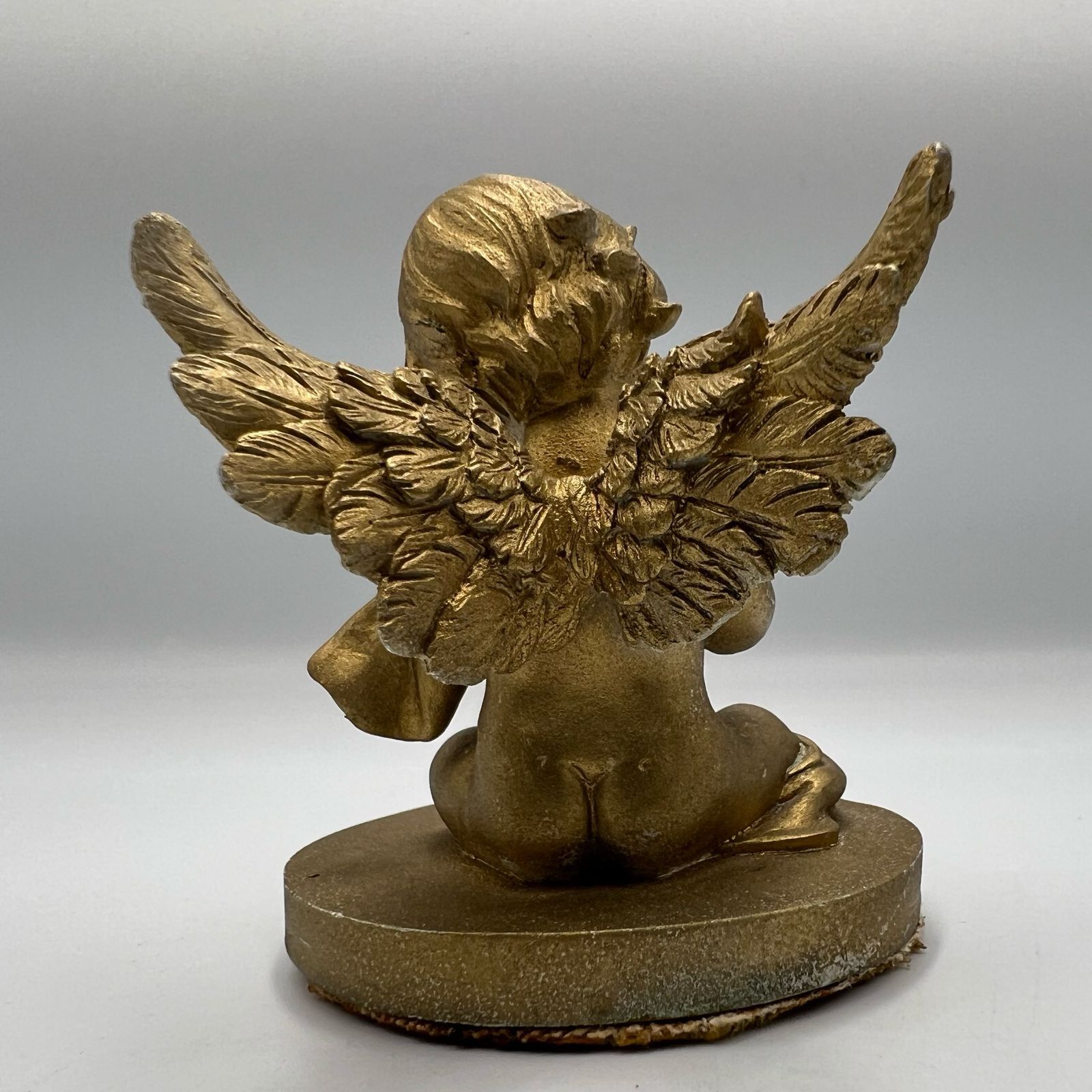 Vintage Vintage Small Angel Baby Figurine Gilded Gypsum Handmade Size ONE SIZE - 2 Thumbnail