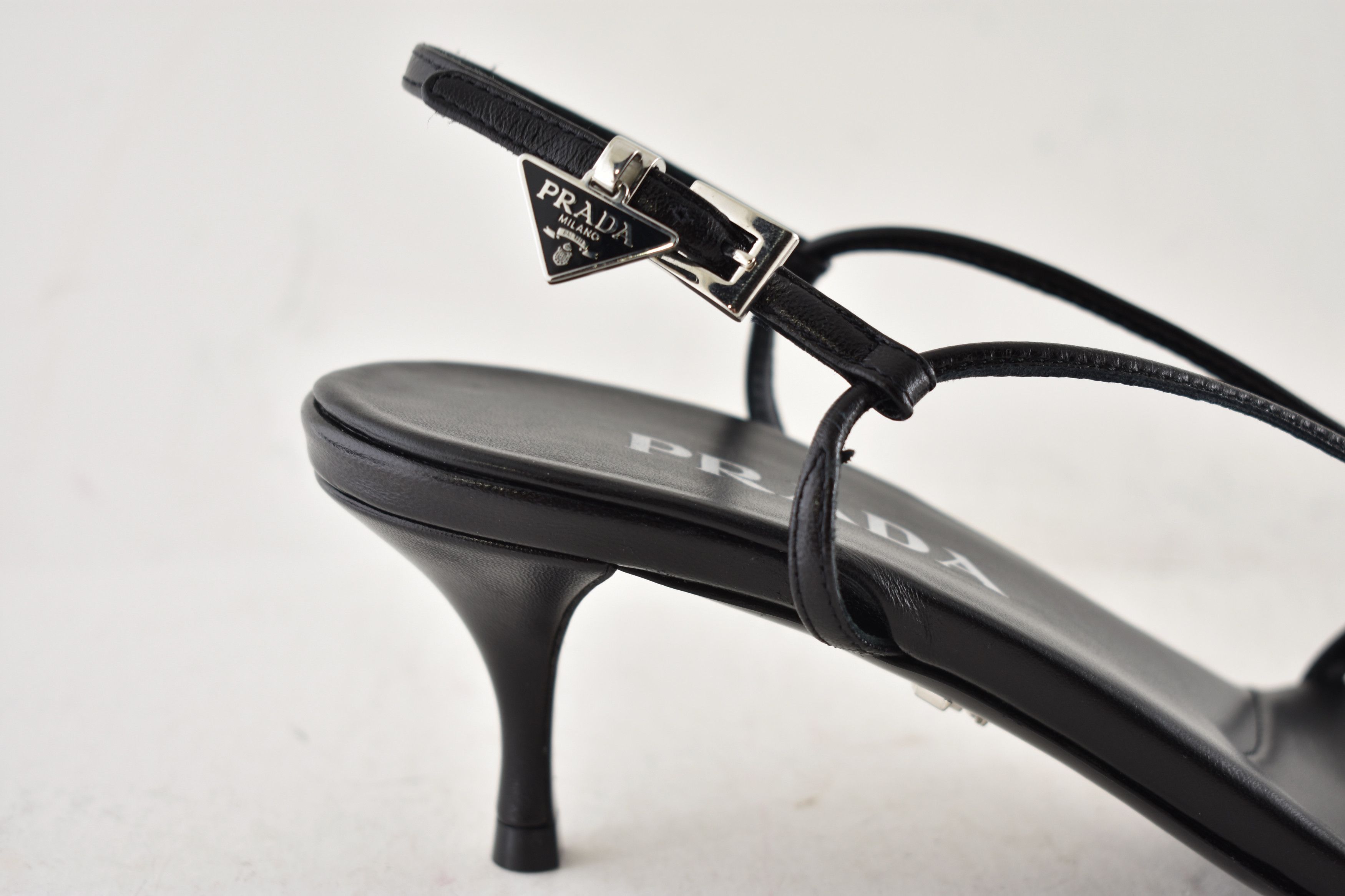 Prada Prada Capretto Strappy 55mm Leather Sandal Kitten Heel 38 Size US 8 / IT 38 - 5 Thumbnail