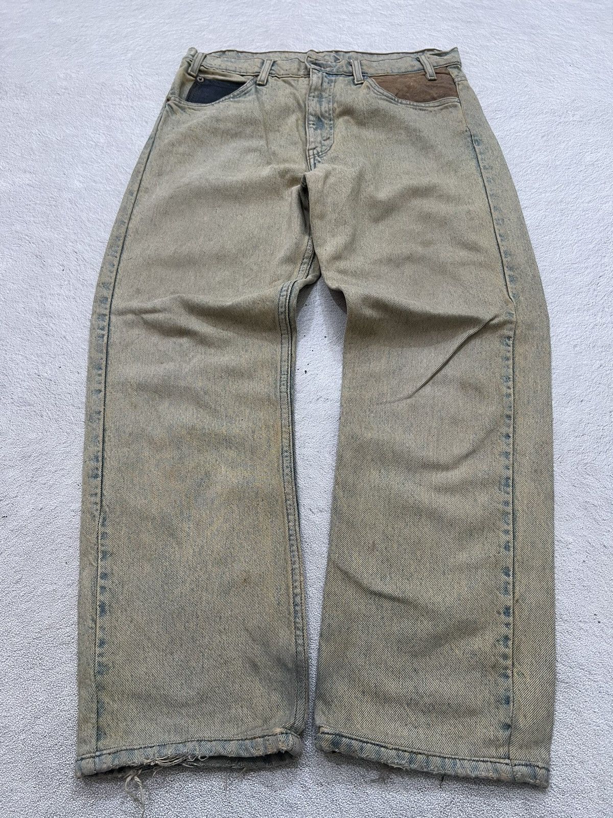 Number (N)ine 2000s Levis 505 Leather Mudwash Baggy Jeans y2k Lgb Ifsix Size US 32 / EU 48 - 2 Thumbnail