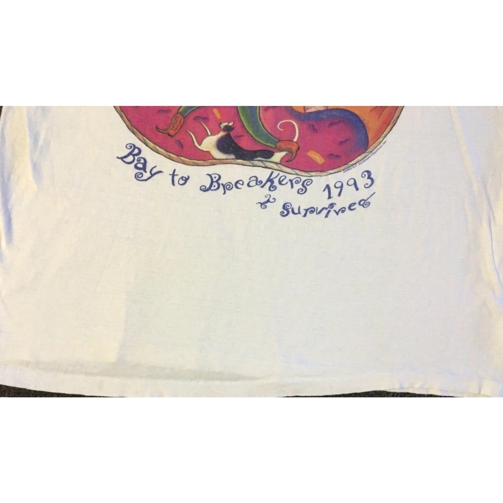 Vintage VINTAGE 90s San Francisco Examiner Faded Distress Abstract Art Shirt S Boxy Grunge - Single Stitch Men's T-Shirt White Size S Size US S / EU 44-46 / 1 - 5 Thumbnail