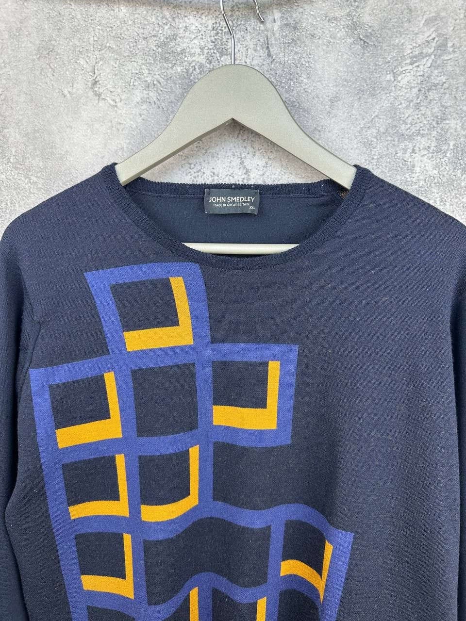John Smedley John Smedley Crew Neck Sweater Cube Print Merino Wool Size US XXL / EU 58 / 5 - 4 Thumbnail