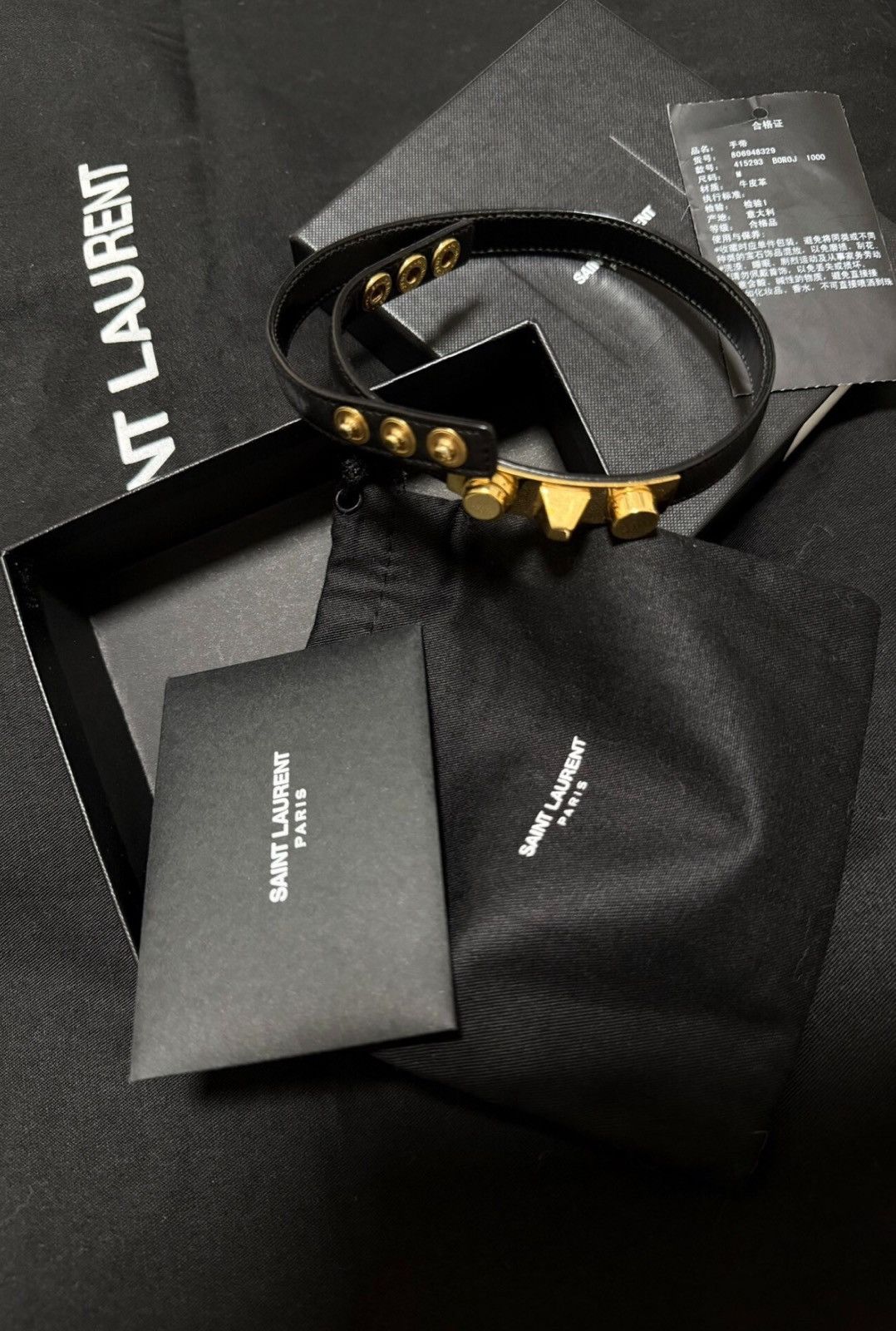 Saint Laurent Paris Saint Laurent Hedi Era Studded Single-Row Leather Bracelet Size ONE SIZE - 1 Thumbnail